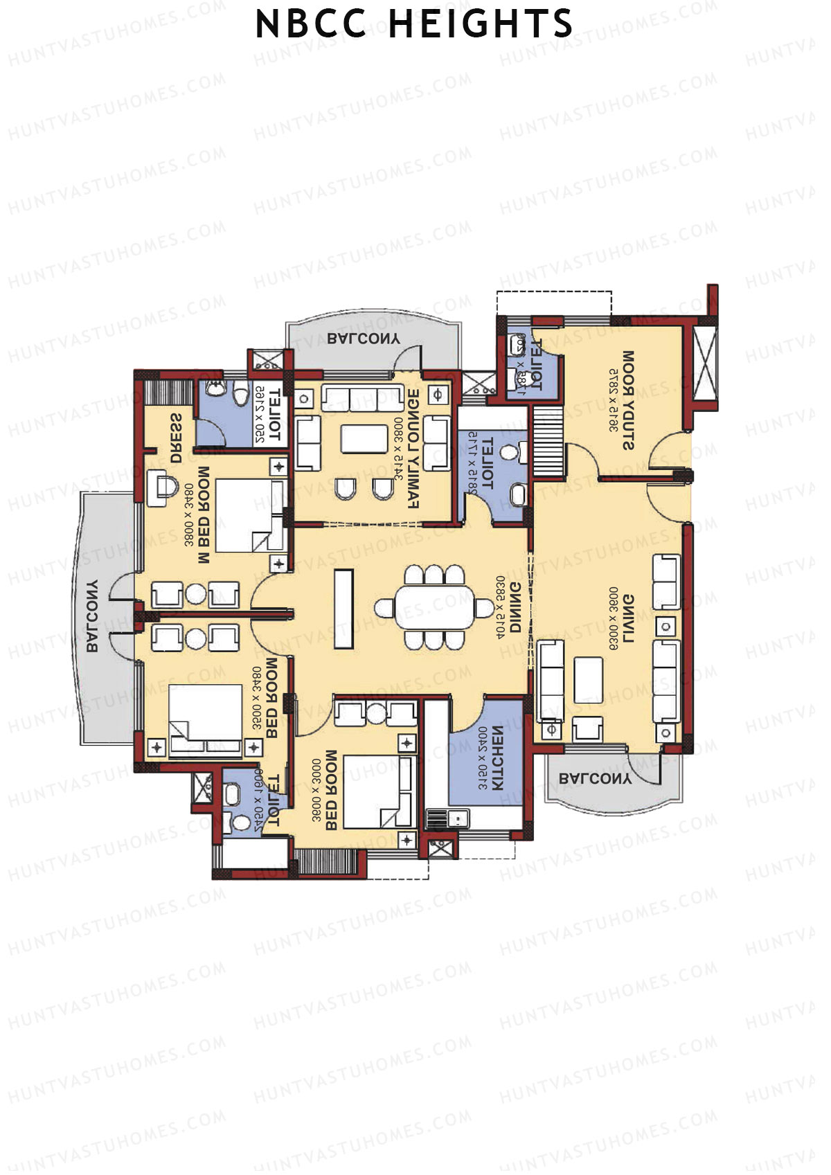 NBCC Heights Block B Unit 2 (Type III) Floor Plan