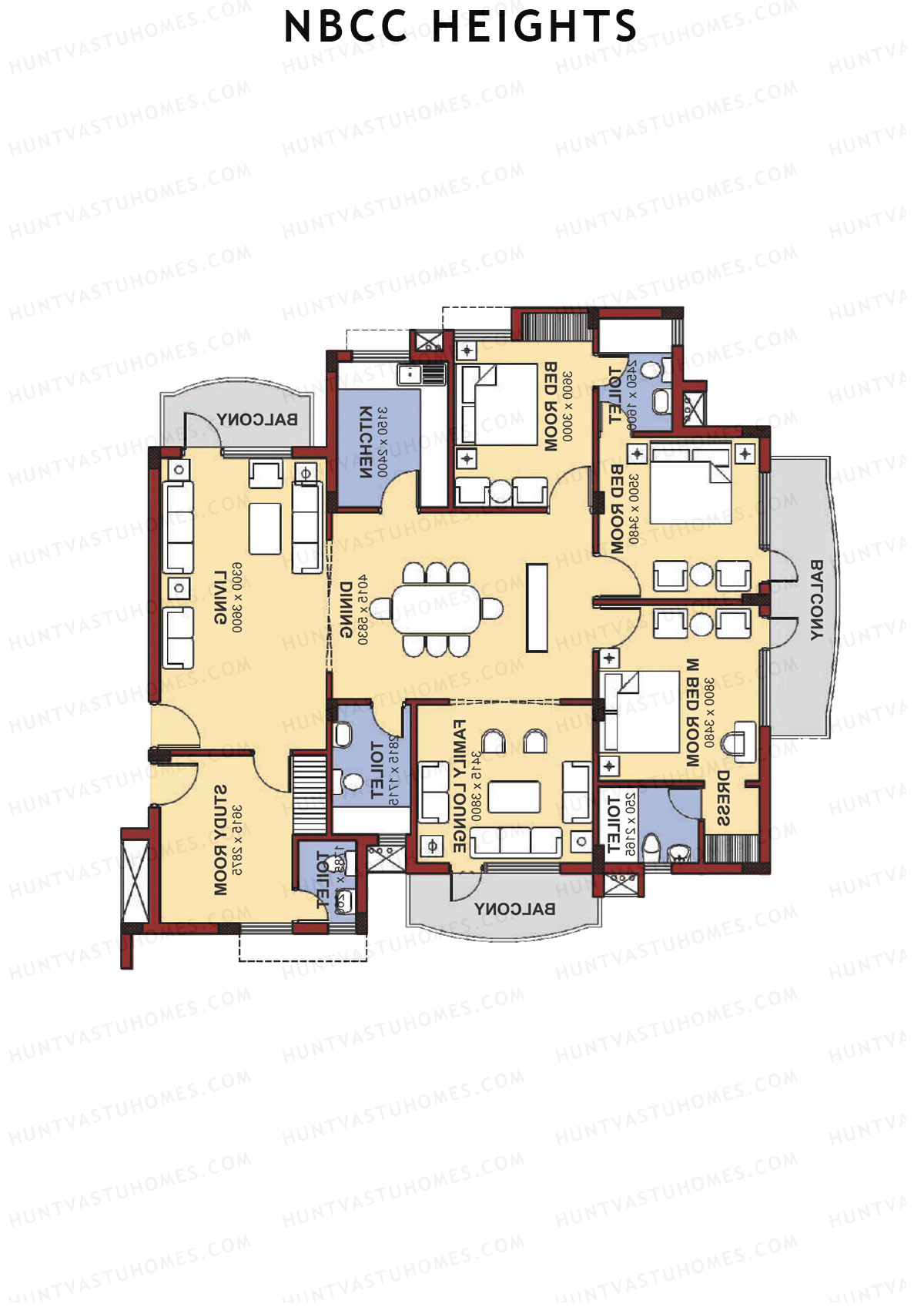 NBCC Heights Block C Unit 4 (Type III) Floor Plan