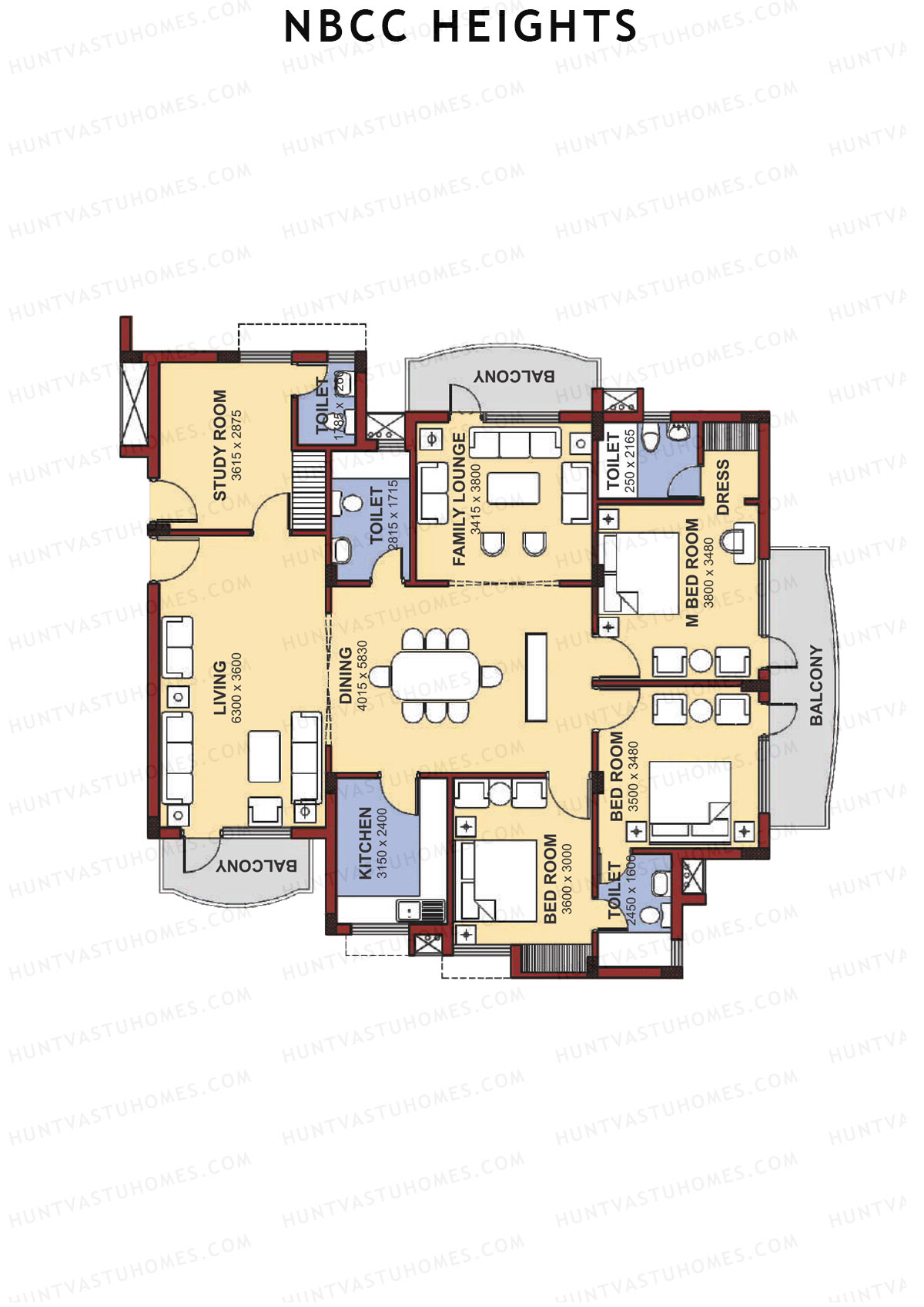 NBCC Heights Block D Unit 1 (Type IV) Floor Plan