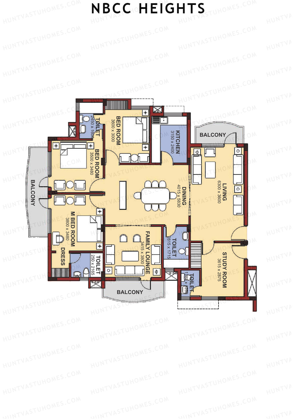 NBCC Heights Block D Unit 3 (Type IV) Floor Plan