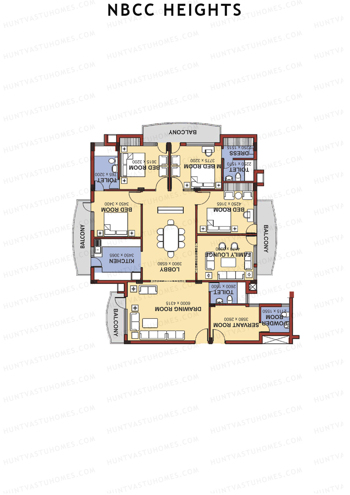 NBCC Heights Block E Unit 3 (Type VI) Floor Plan