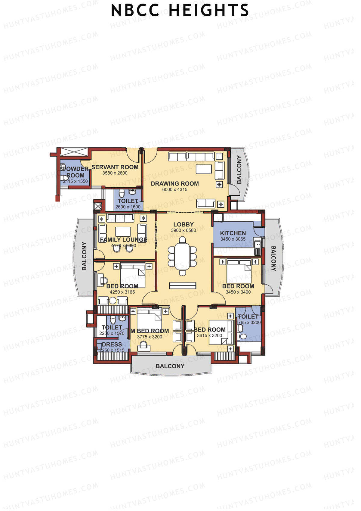 NBCC Heights Block F Unit 1 (Type V) Floor Plan