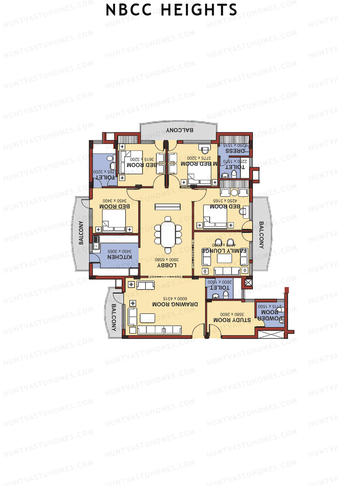 NBCC Heights Block F Unit 3 (Type V) Floor Plan