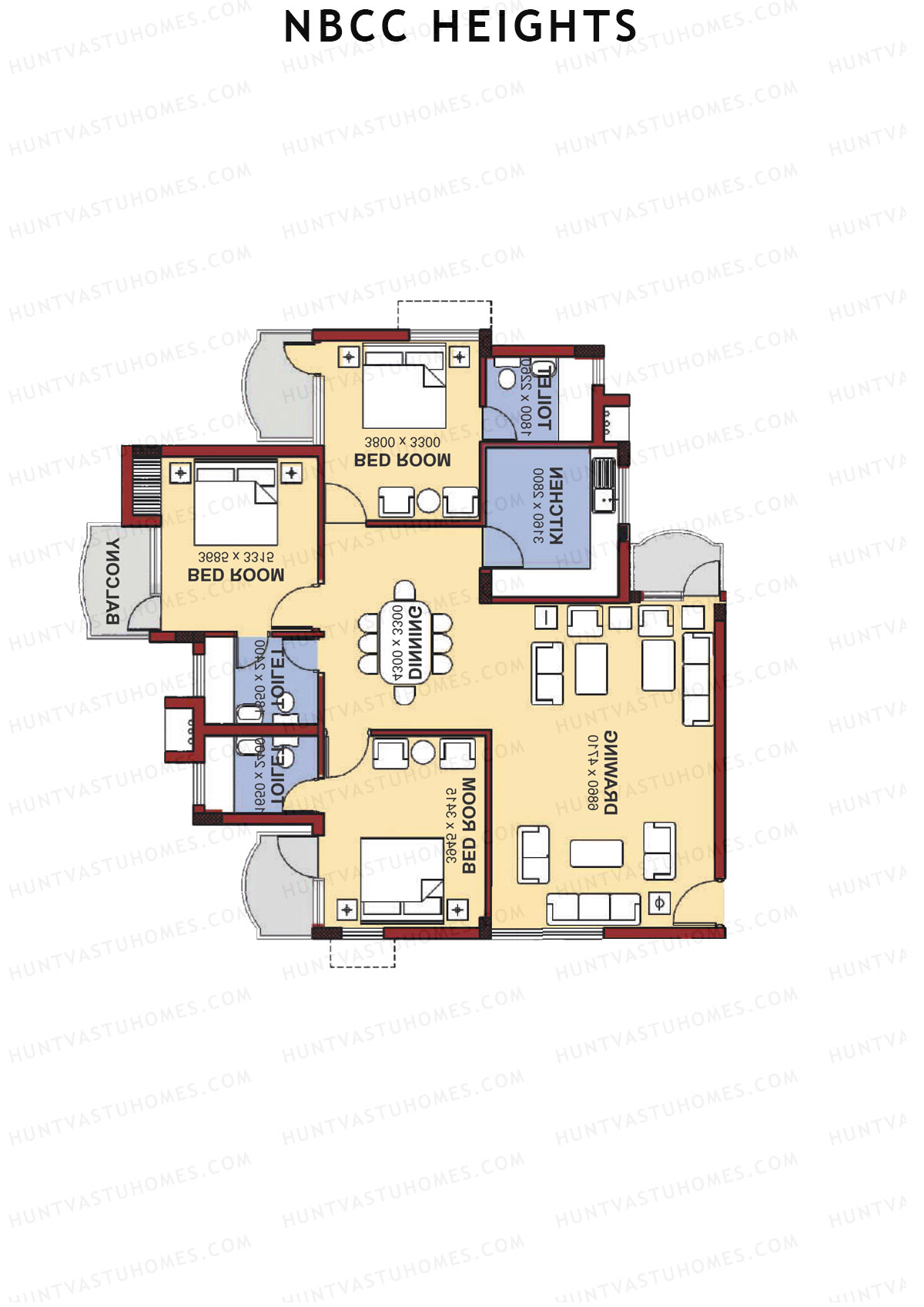 NBCC Heights Block J Unit 3 (Type II) Floor Plan