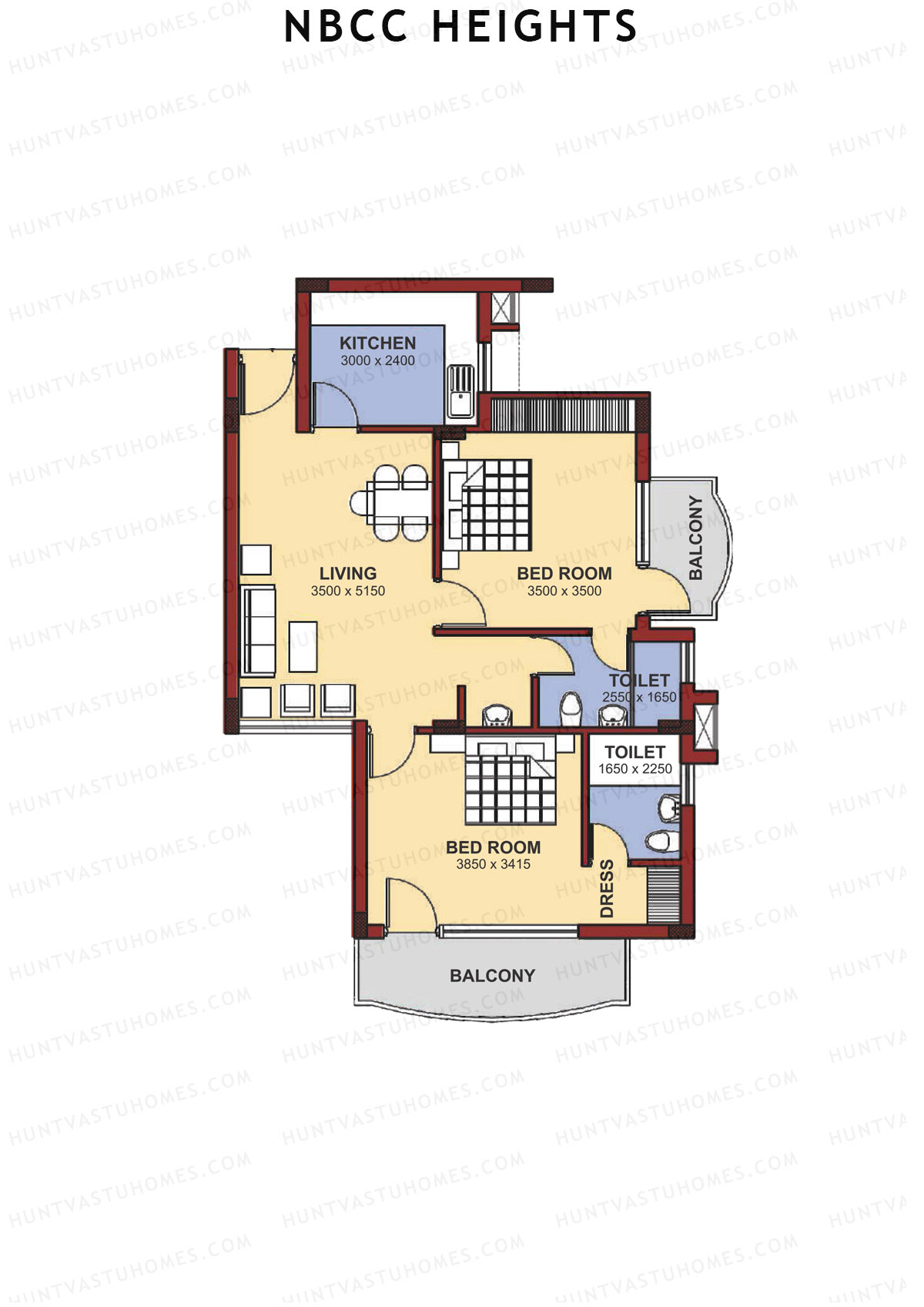 NBCC Heights Block K Unit 1 (Type I) Floor Plan