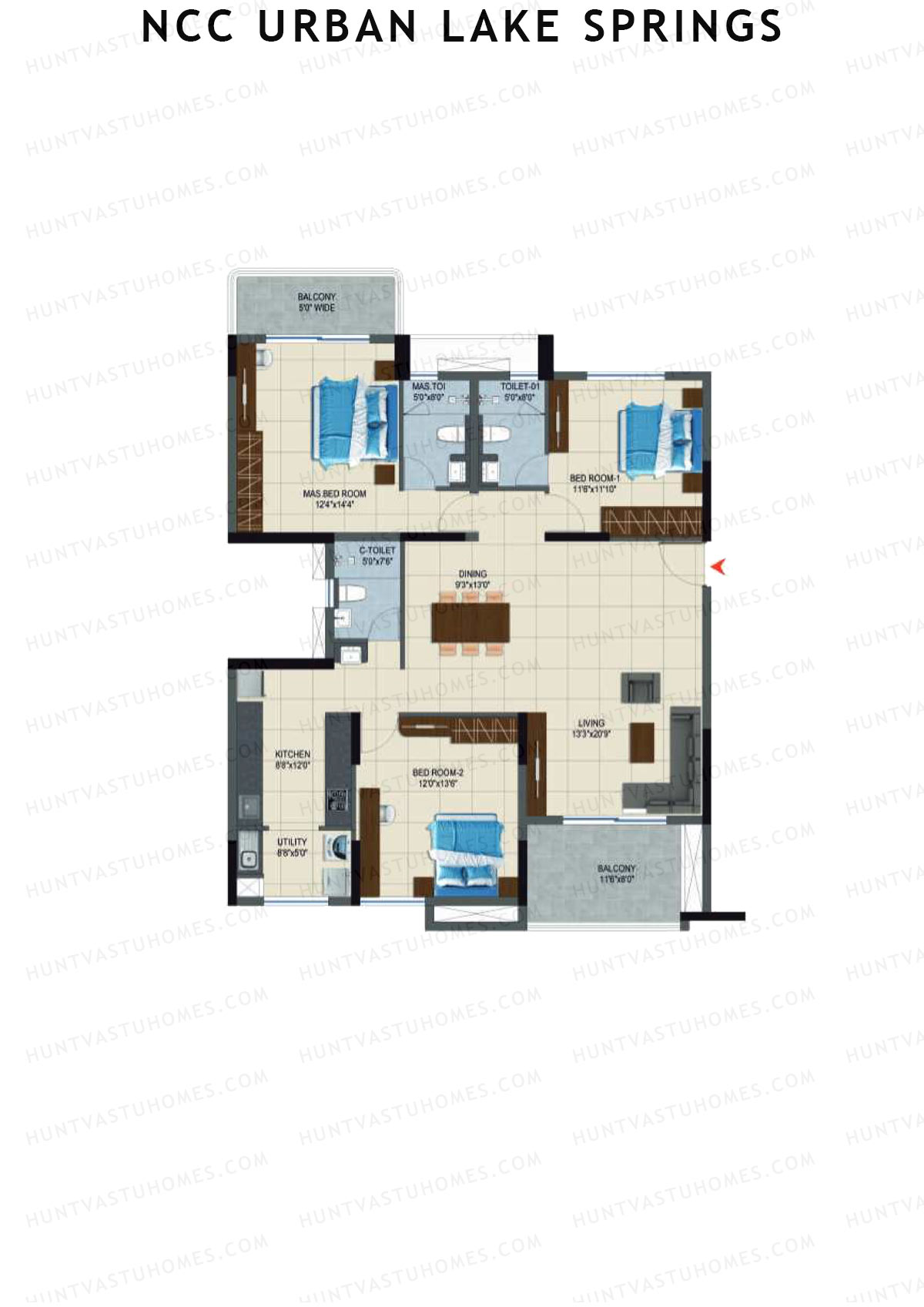 NCC Urban Lake Springs Tower 2 Unit 4 (Type 3) Floor Plan