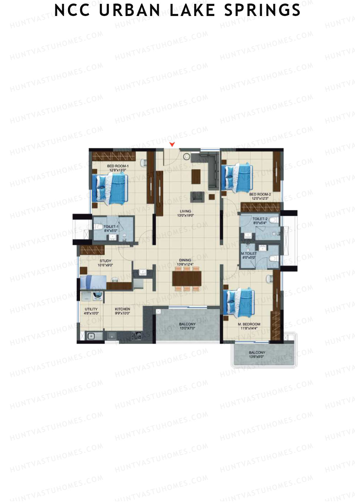 NCC Urban Lake Springs Tower 4 Unit 3 (Type 2) Floor Plan