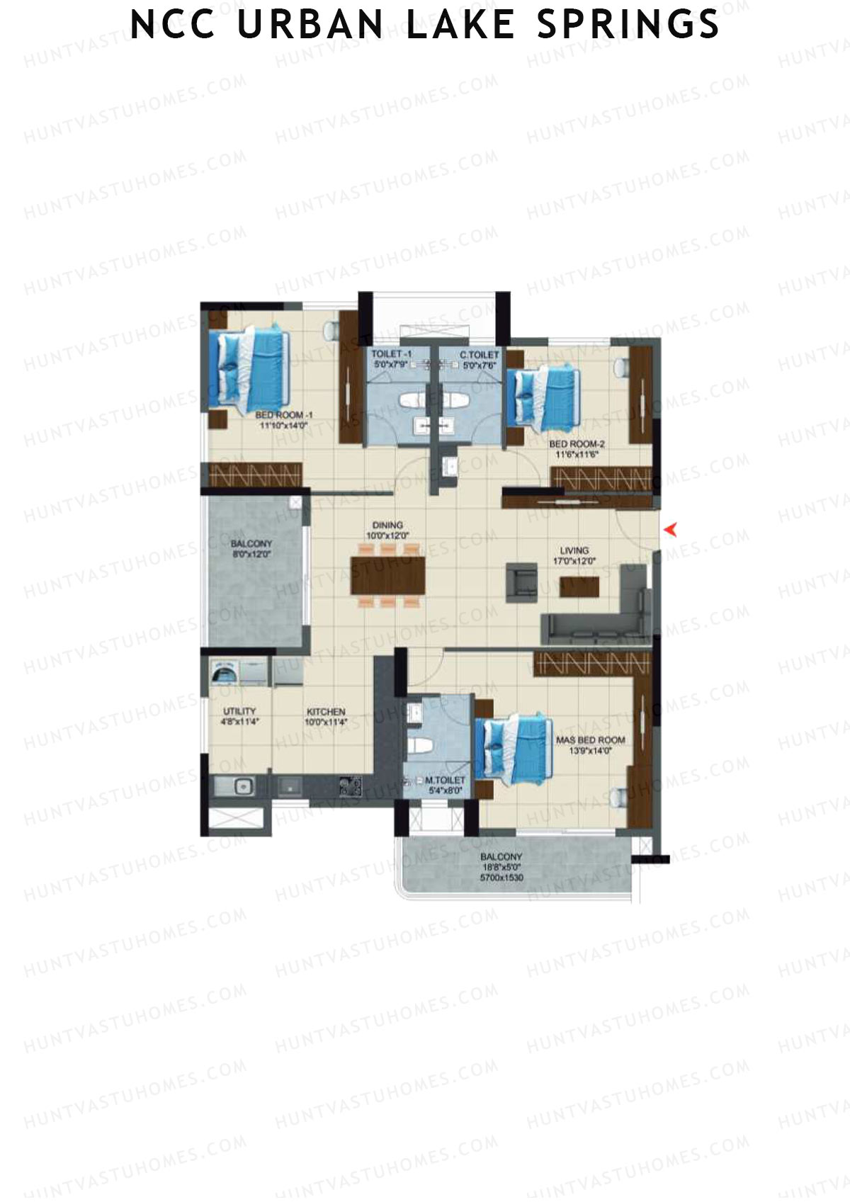 NCC Urban Lake Springs Tower 4 Unit 4 (Type 5) Floor Plan