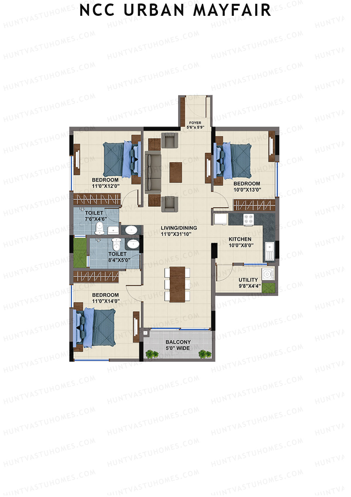 NCC Urban Mayfair Block A Unit 4 (Type 4) Floor Plan