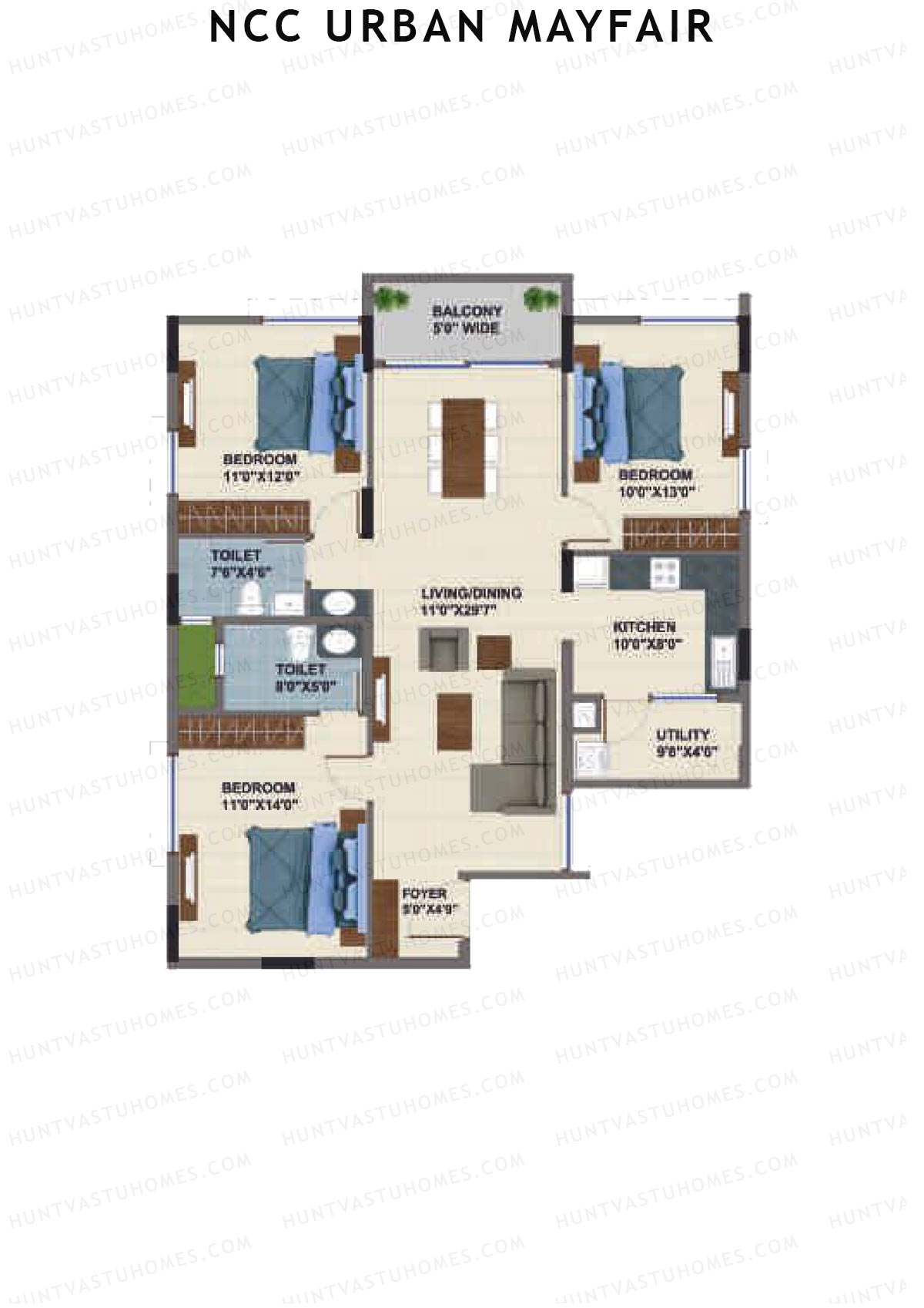 NCC Urban Mayfair Block C Unit 2 (Type 3) Floor Plan