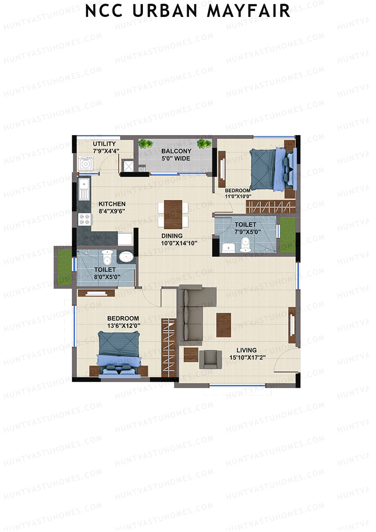 NCC Urban Mayfair Block D Unit 4 (Type 1A) Floor Plan