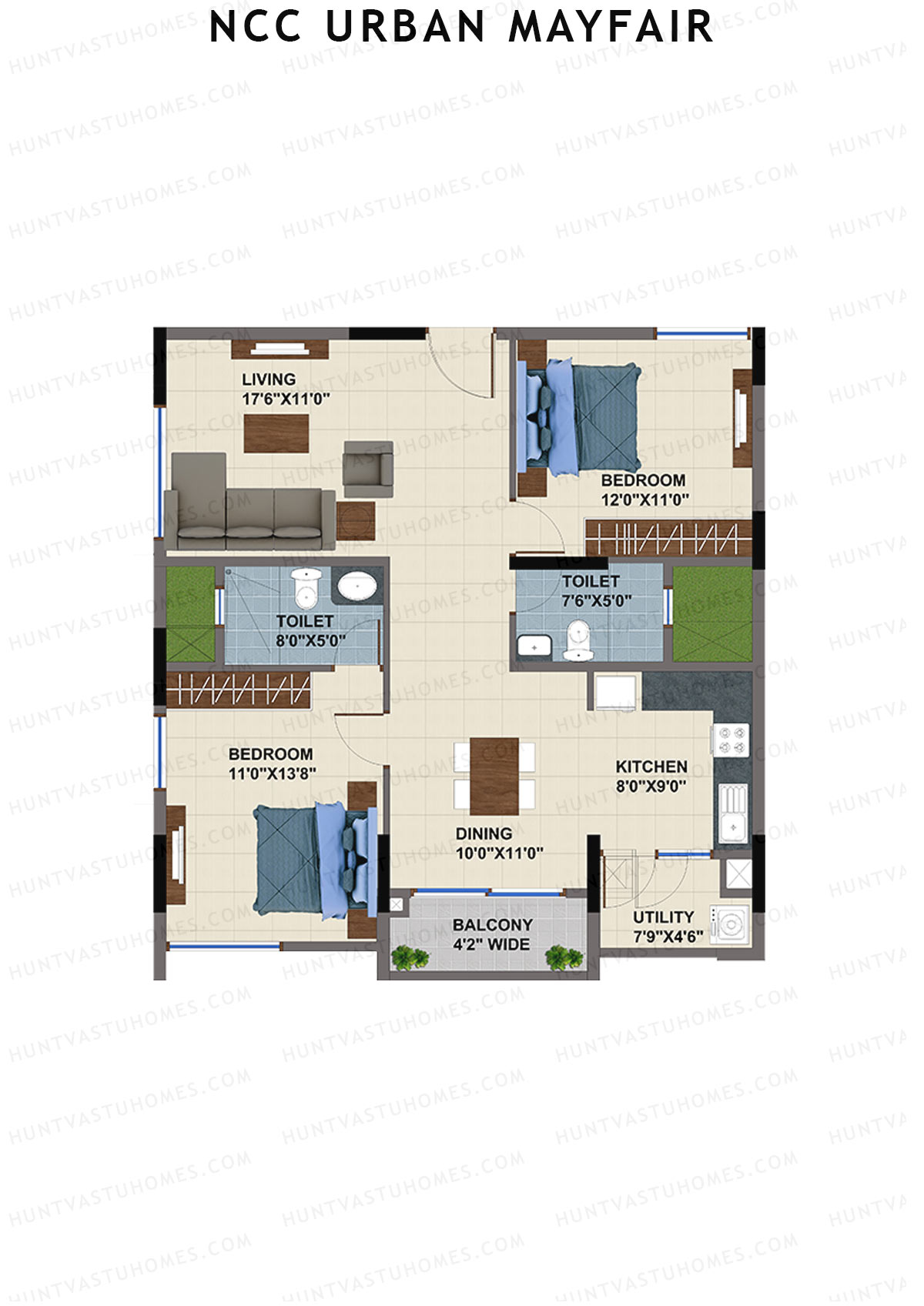 NCC Urban Mayfair Block D Unit 7 (Type 2A) Floor Plan