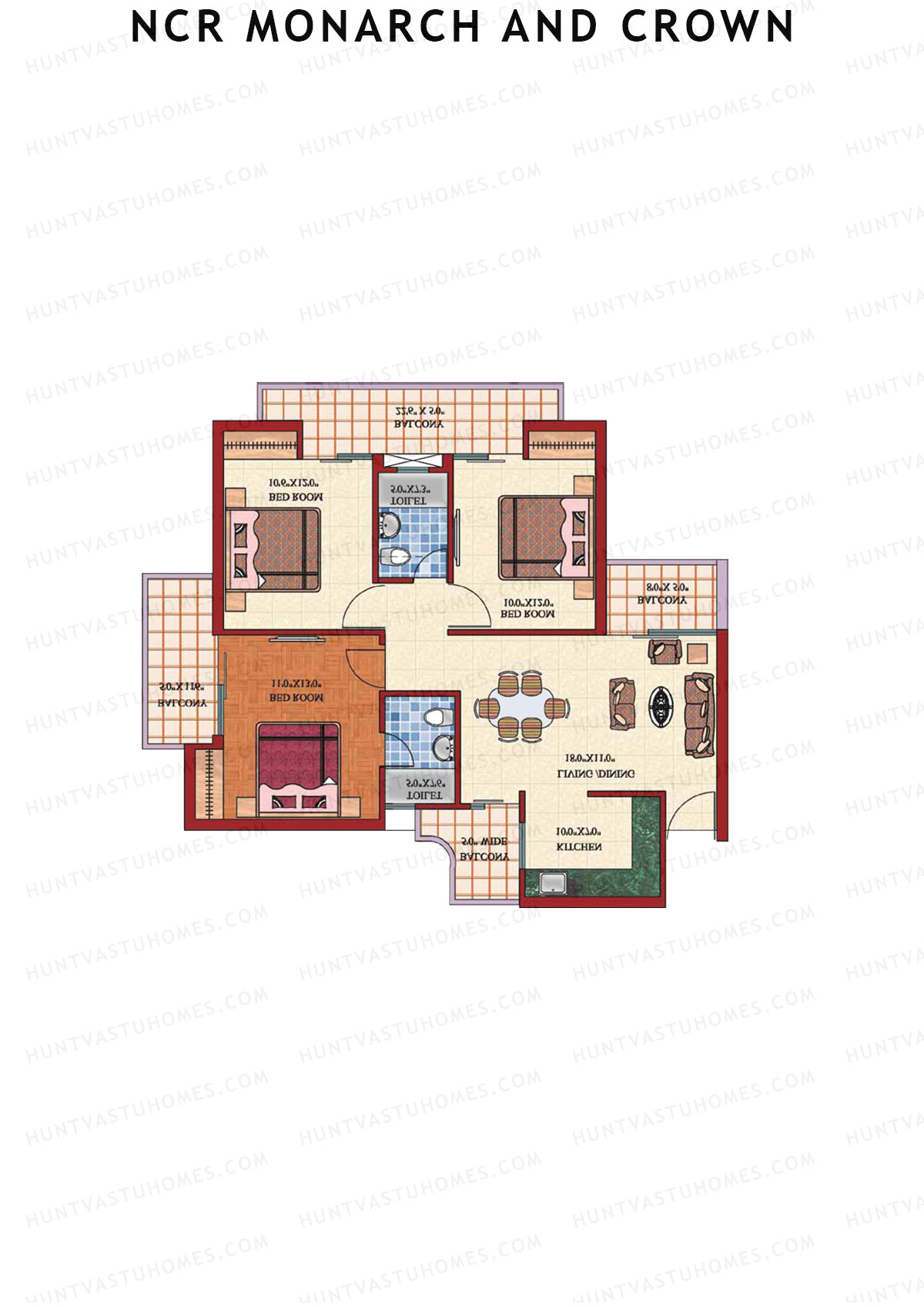 NCR Monarch Tower 1 Unit 3 (Type B) Floor Plan