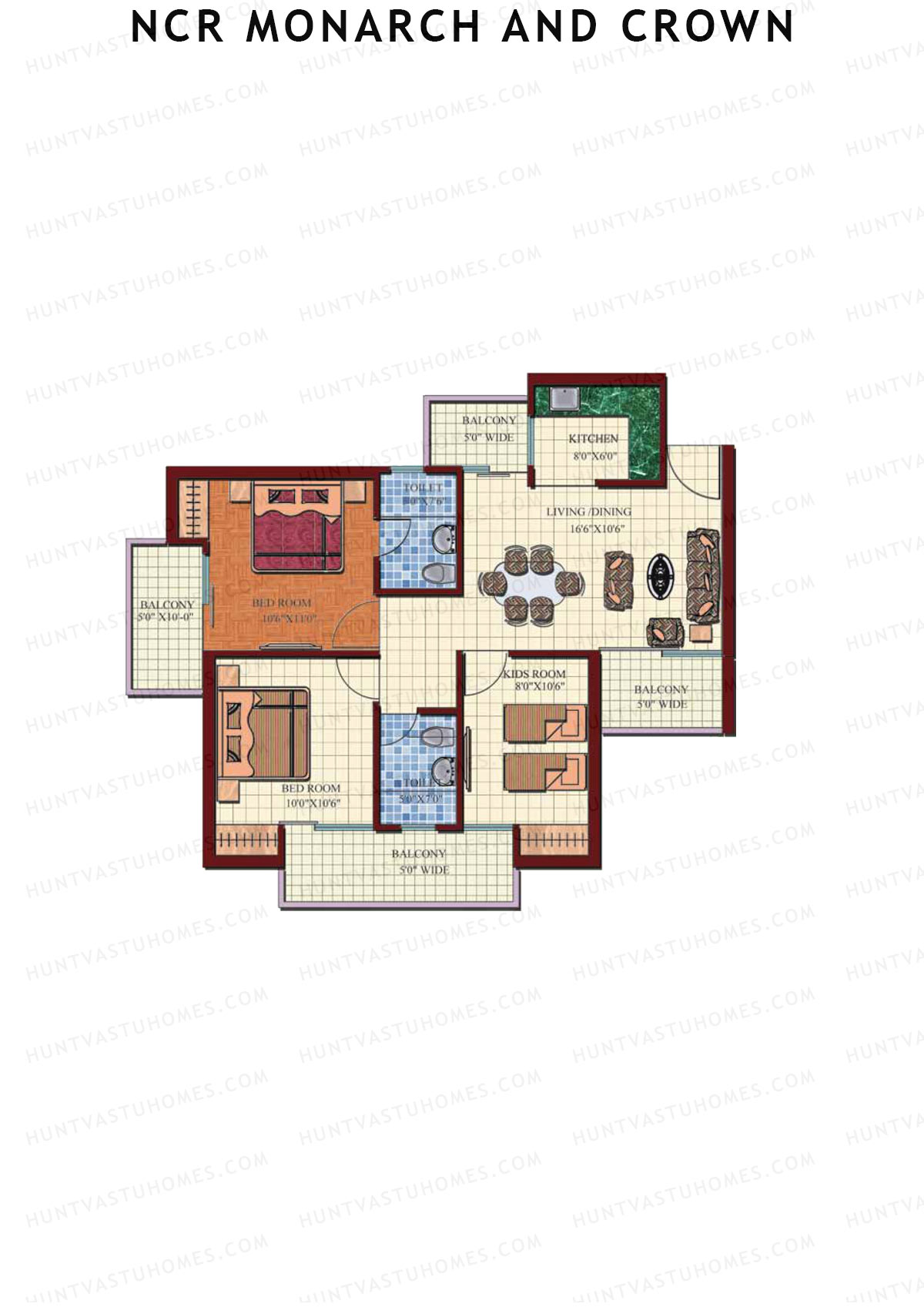 NCR Monarch Tower 2 Unit 2 (Type B1) Floor Plan