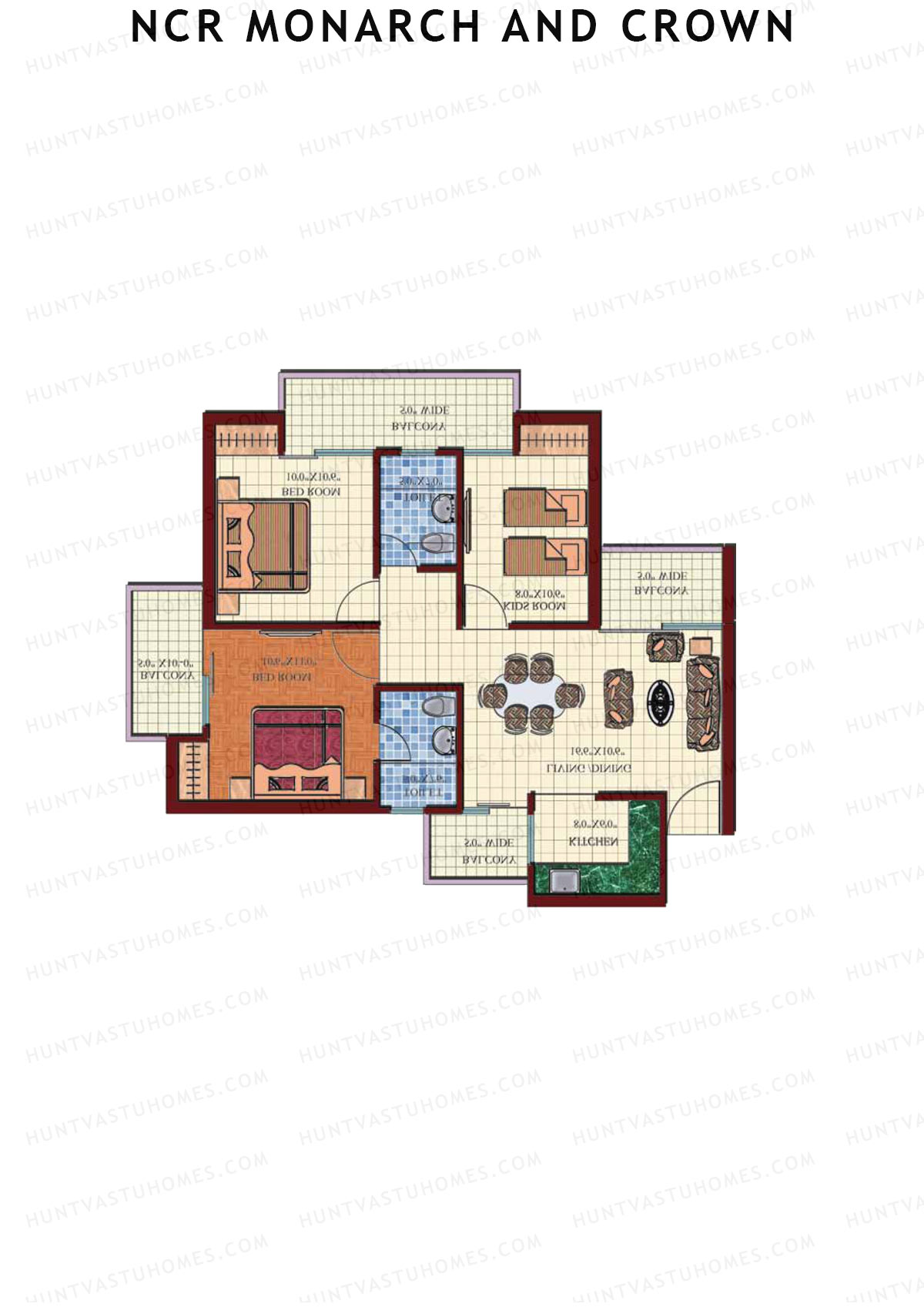 NCR Monarch Tower 2 Unit 3 (Type B1) Floor Plan
