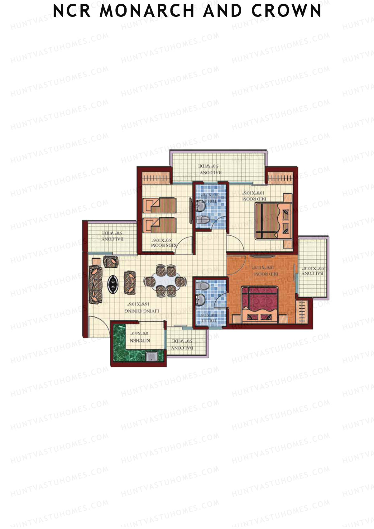 NCR Monarch Tower 2 Unit 6 (Type B1) Floor Plan