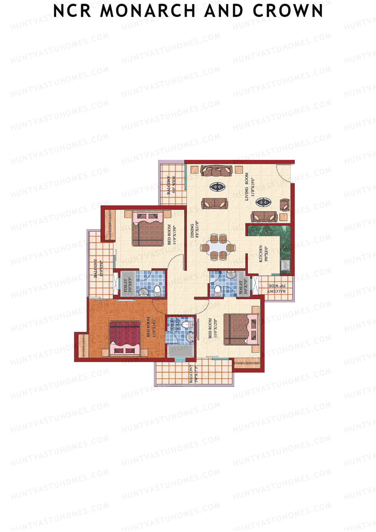 NCR Monarch Tower 3 Unit 2 (Type C) Floor Plan