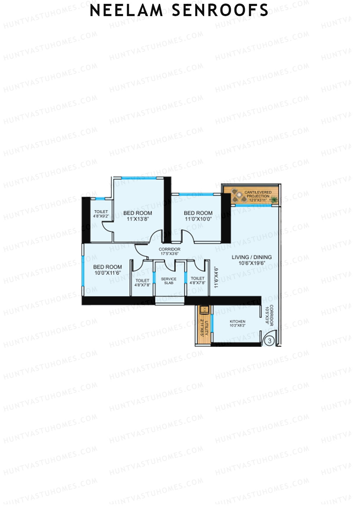 Neelam Senroofs Wing A Unit 3 Floor Plan