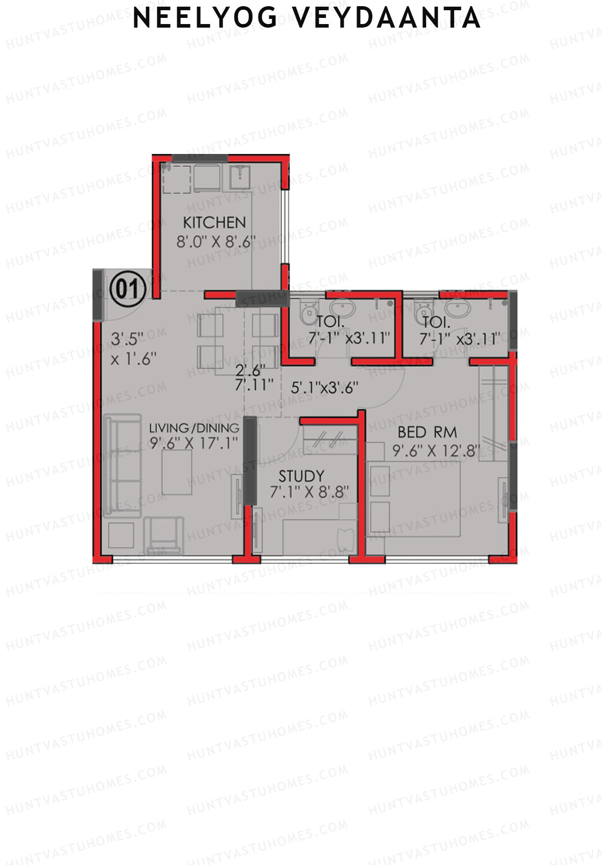Neelyog Veydaanta Wing A Unit 1 Floor Plan