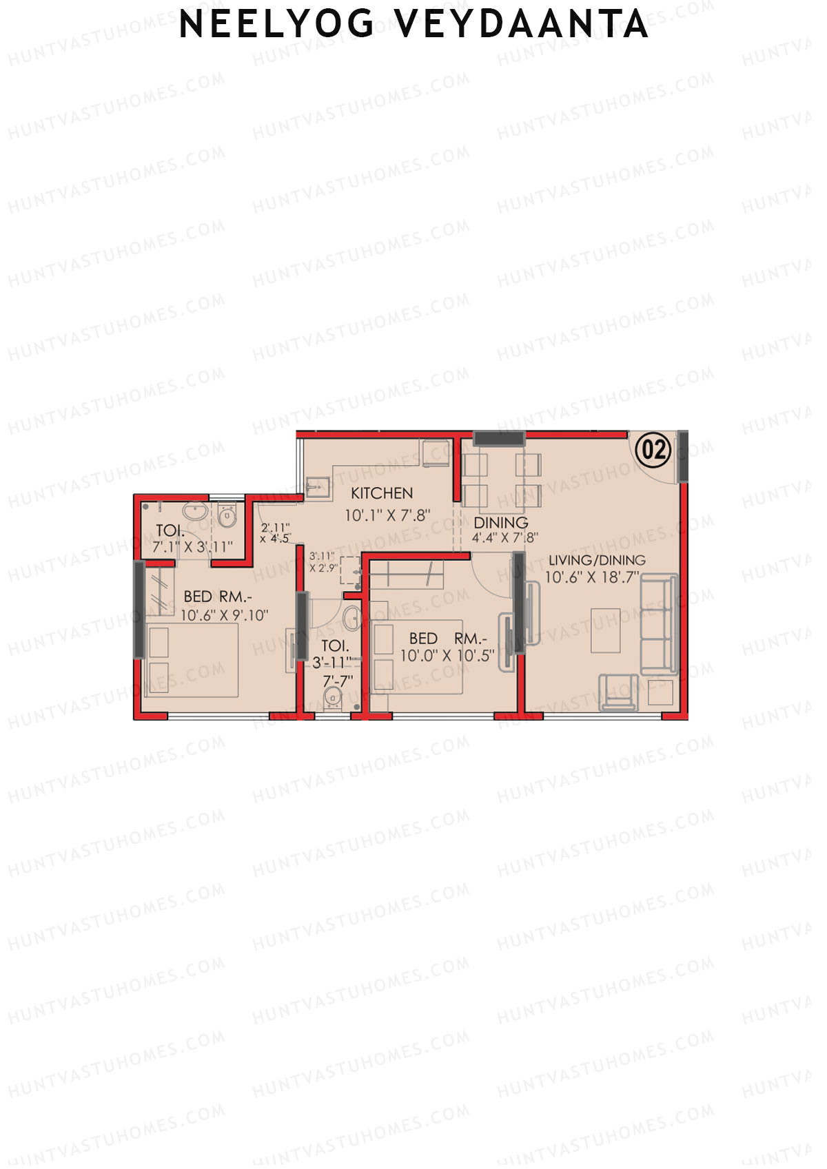 Neelyog Veydaanta Wing A Unit 2 Floor Plan