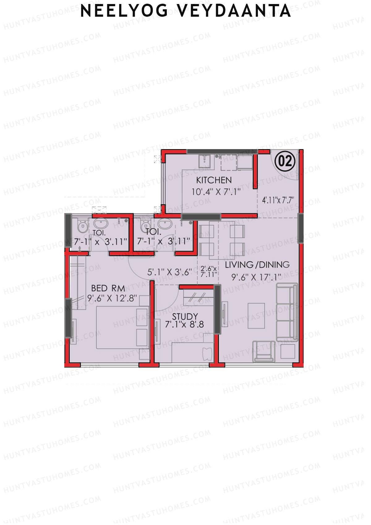 Neelyog Veydaanta Wing B Unit 2 Floor Plan
