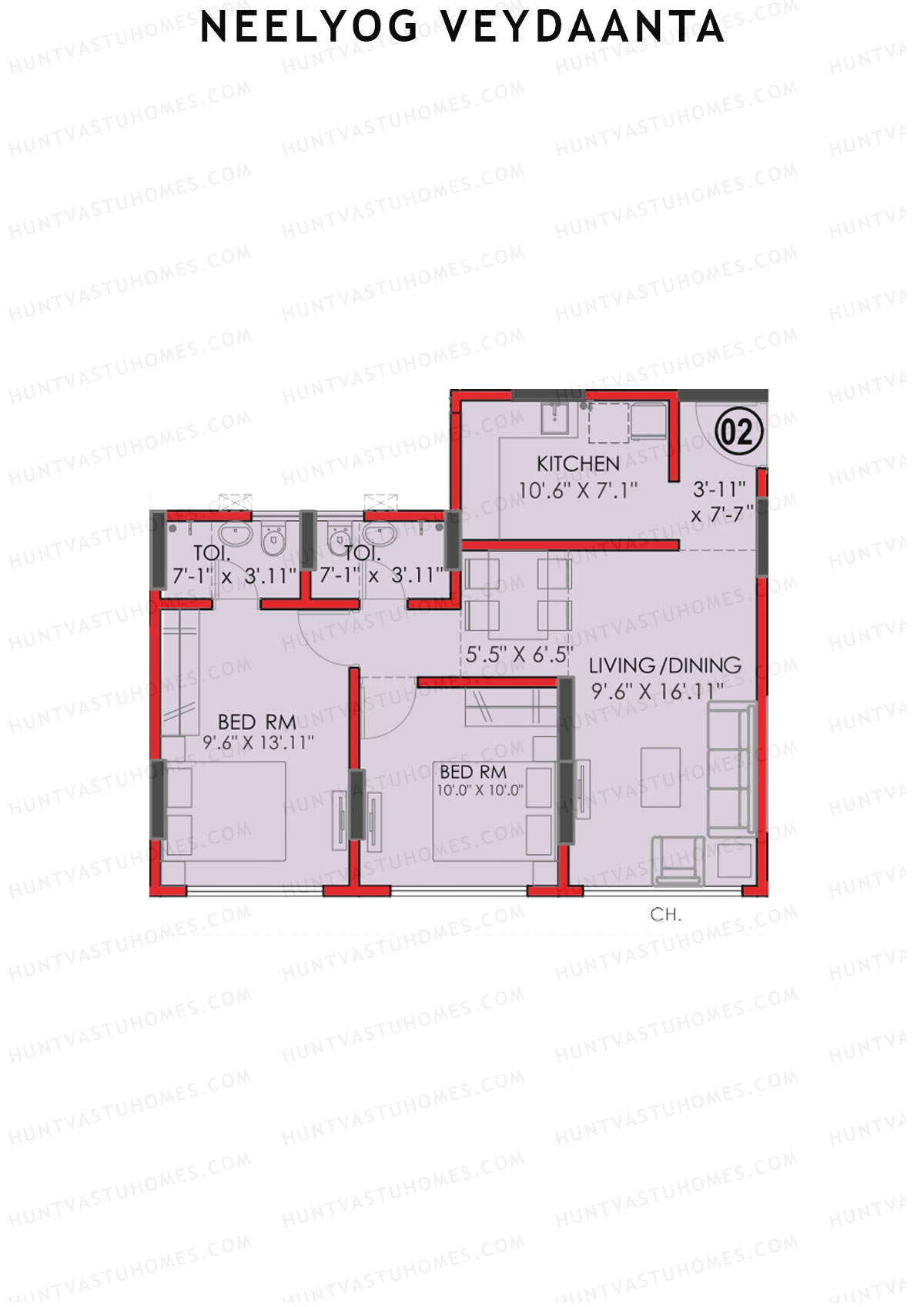 Neelyog Veydaanta Wing C Unit 2 Floor Plan
