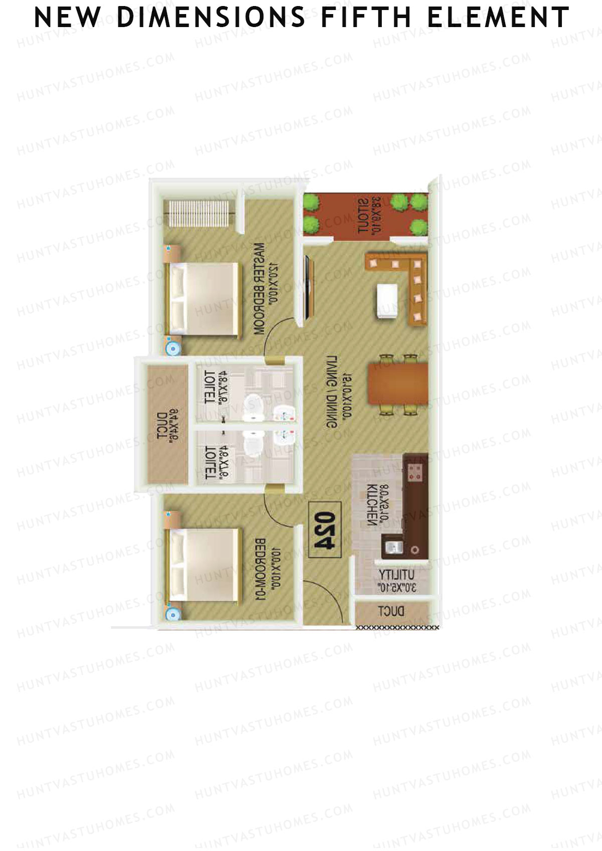 New Dimensions Fifth Element, Block A, Unit 13, 2BHK, Super Area 860   sq ft 
