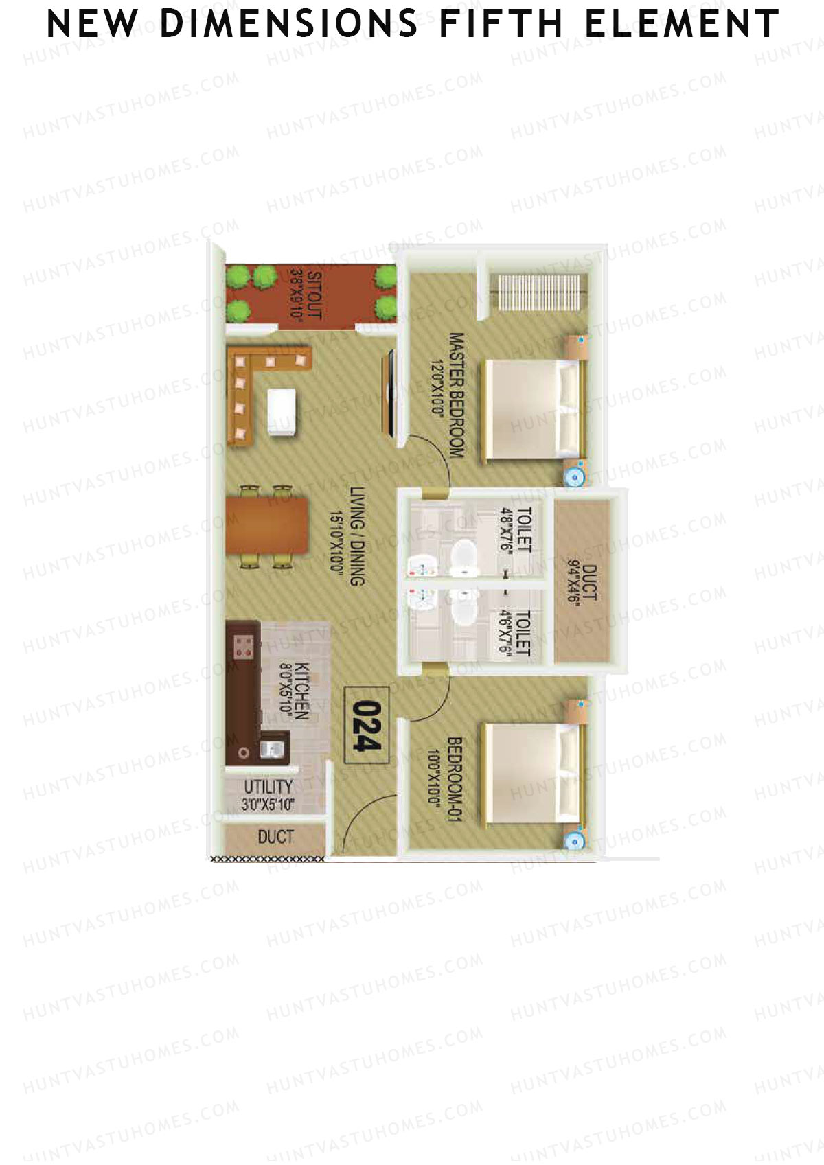 New Dimensions Fifth Element, Block A, Unit 14, 2BHK, Super Area 860   sq ft 