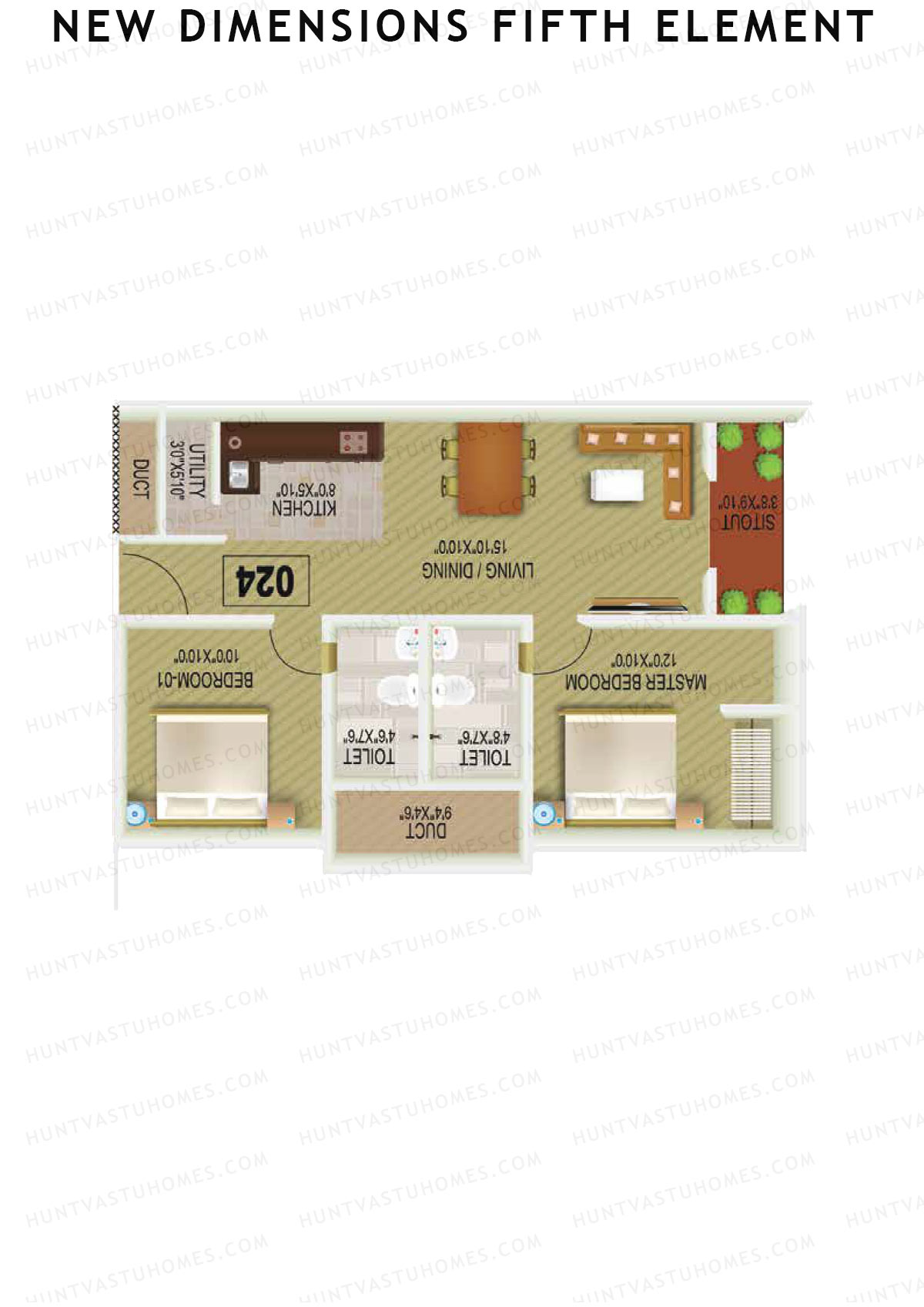 New Dimensions Fifth Element, Block A, Unit 18, 2BHK, Super Area 860   sq ft 