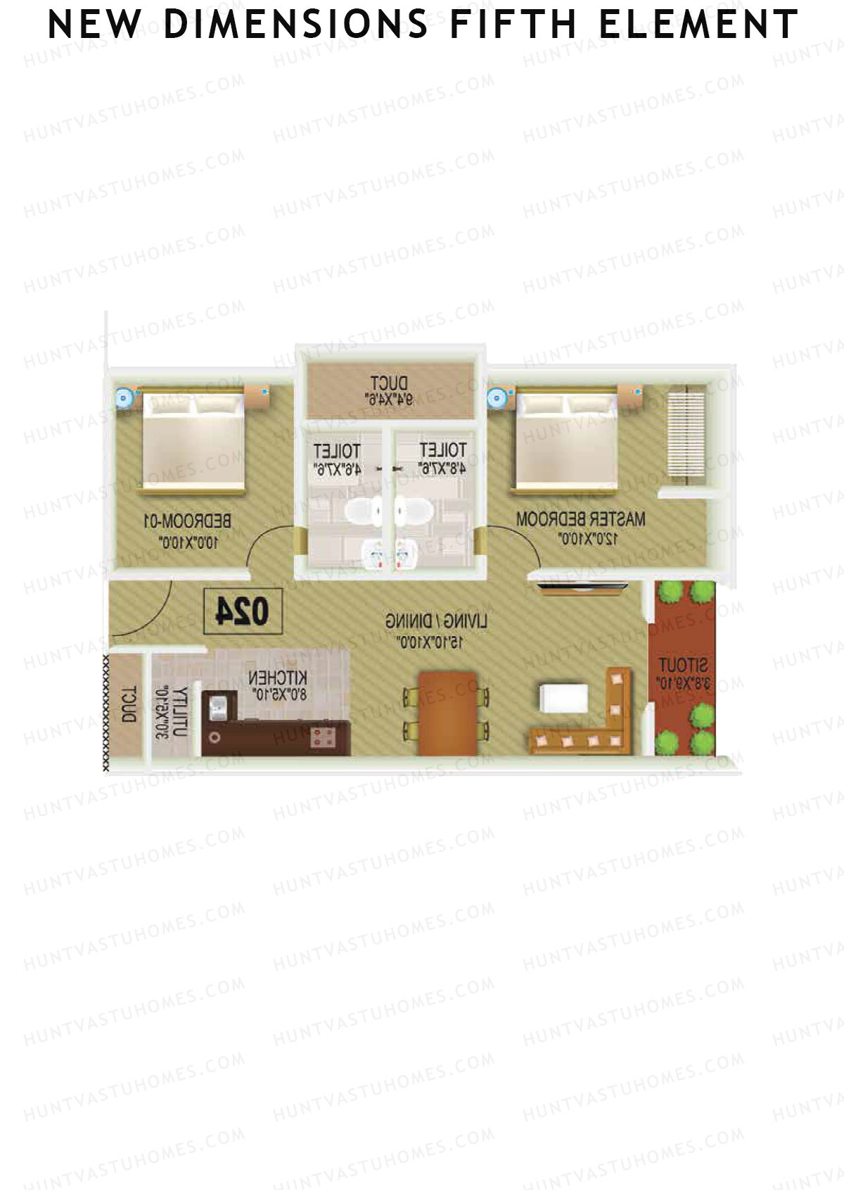New Dimensions Fifth Element, Block A, Unit 19, 2BHK, Super Area 860   sq ft 