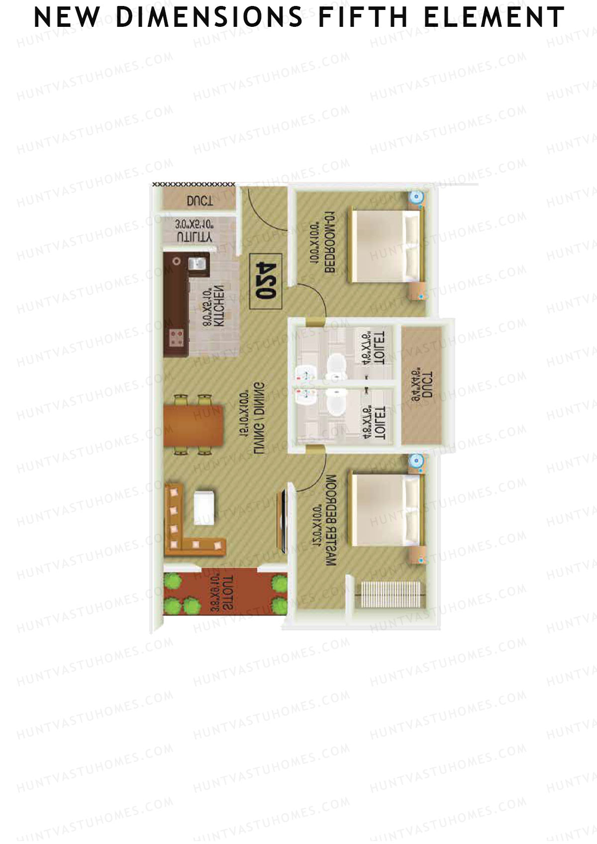 New Dimensions Fifth Element, Block A, Unit 25, 2BHK, Super Area 860   sq ft 