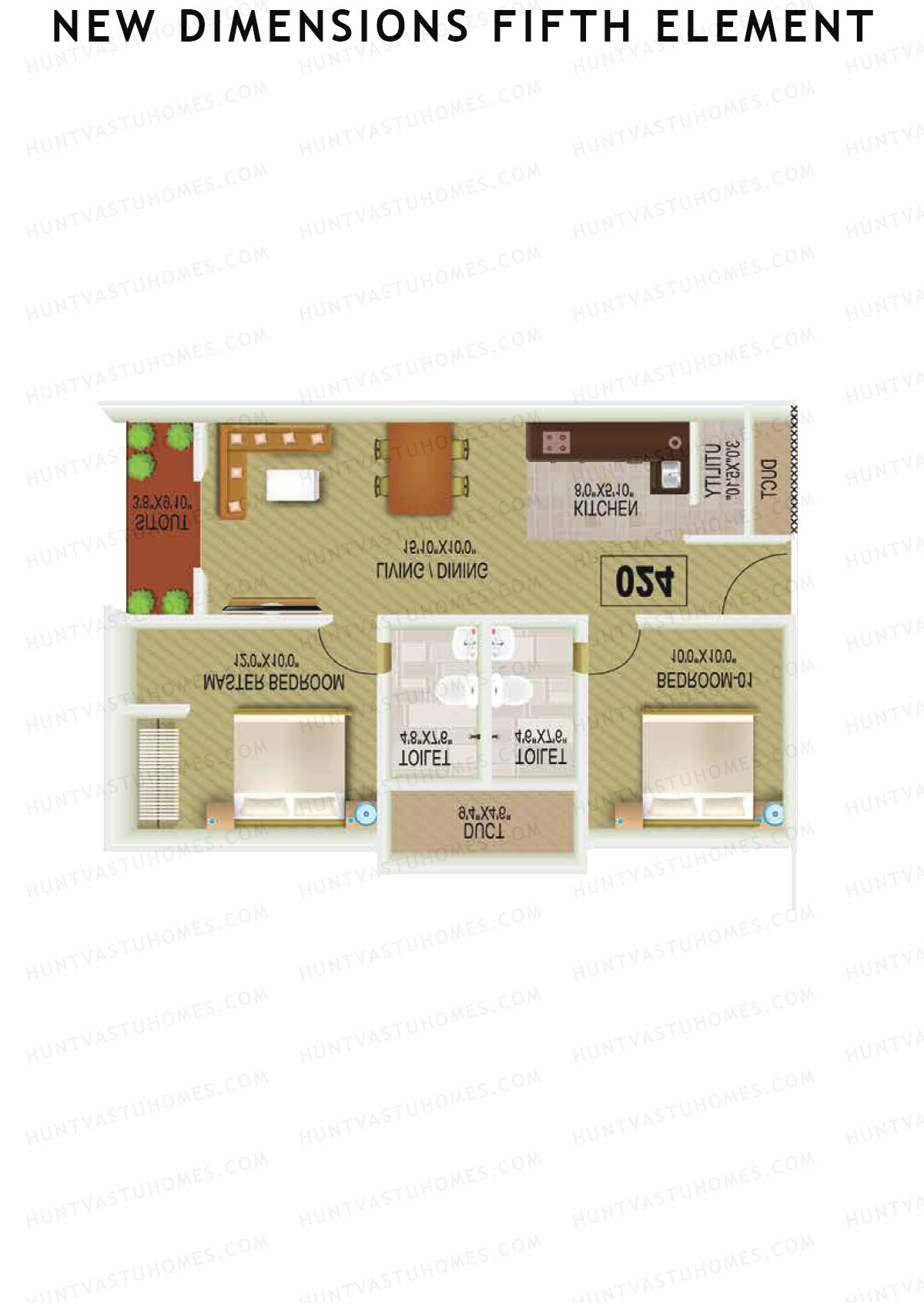 New Dimensions Fifth Element, Block A, Unit 3, 2BHK, Super Area 860   sq ft 