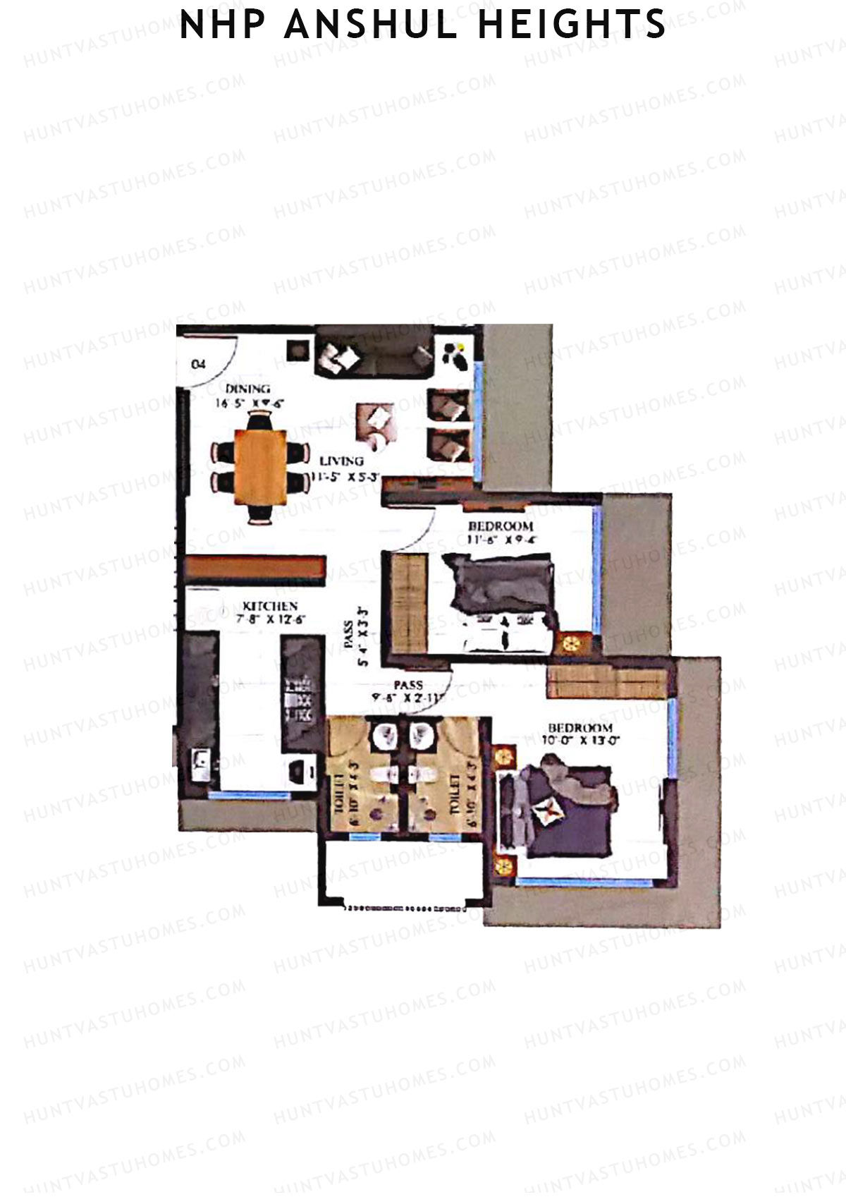 NHP Anshul Heights Wing A Unit 4 Floor Plan