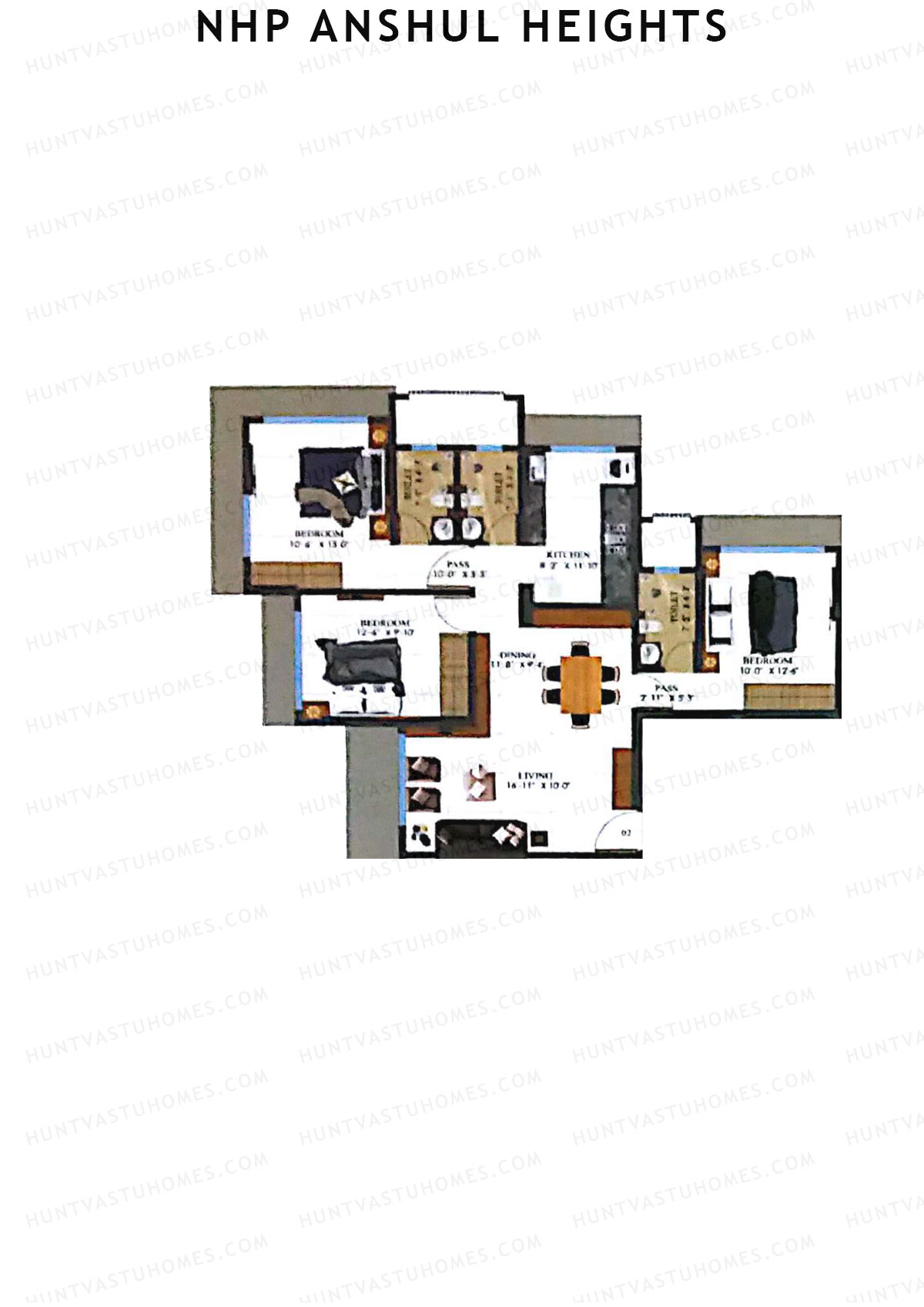 NHP Anshul Heights Wing B Unit 2 Floor Plan