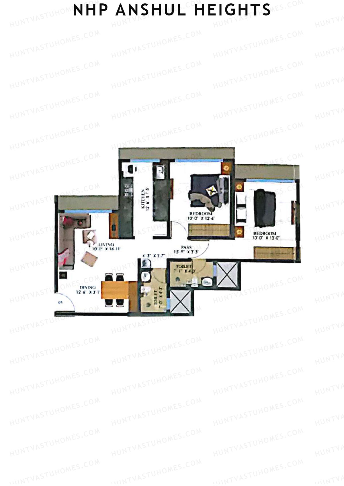 NHP Anshul Heights Wing B Unit 3 Floor Plan