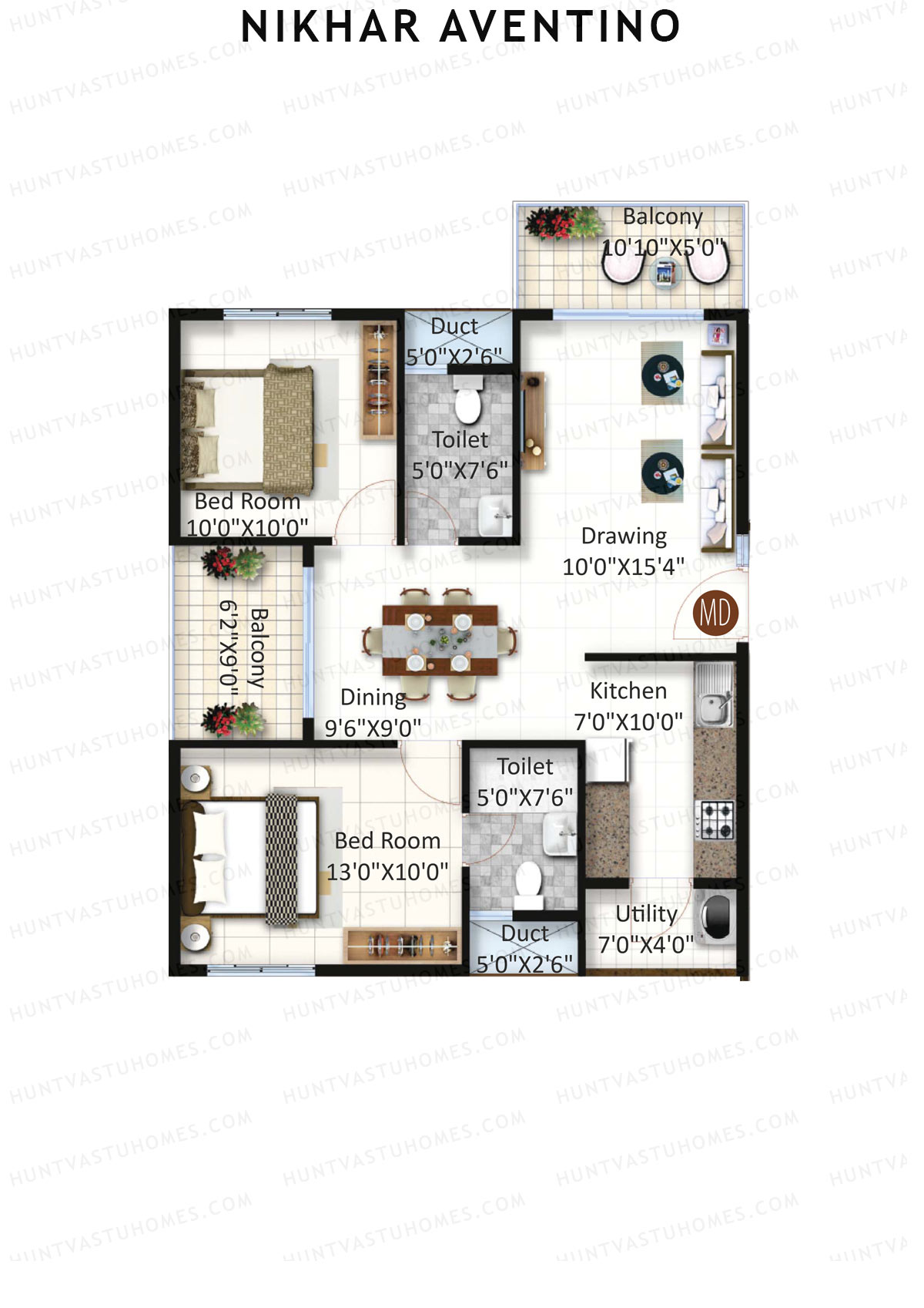 Nikhar Aventino Tower A Unit 3 Floor Plan
