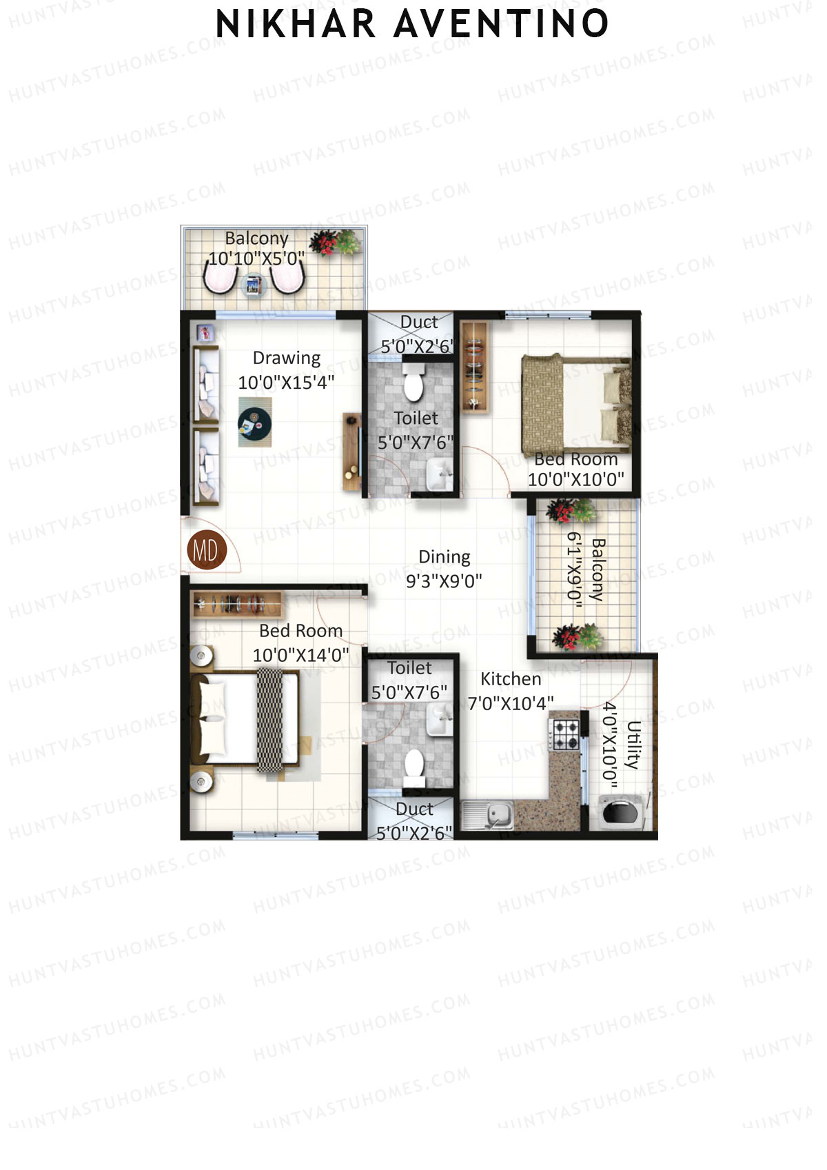 Nikhar Aventino Tower B Unit 22 Floor Plan