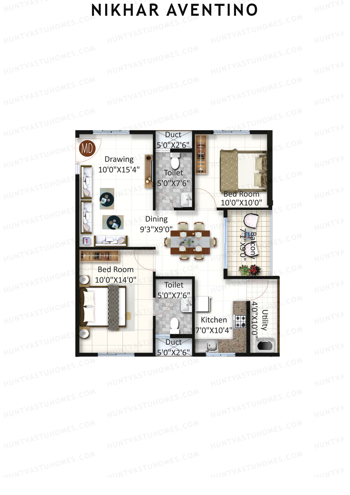 Nikhar Aventino Tower B Unit 26 Floor Plan