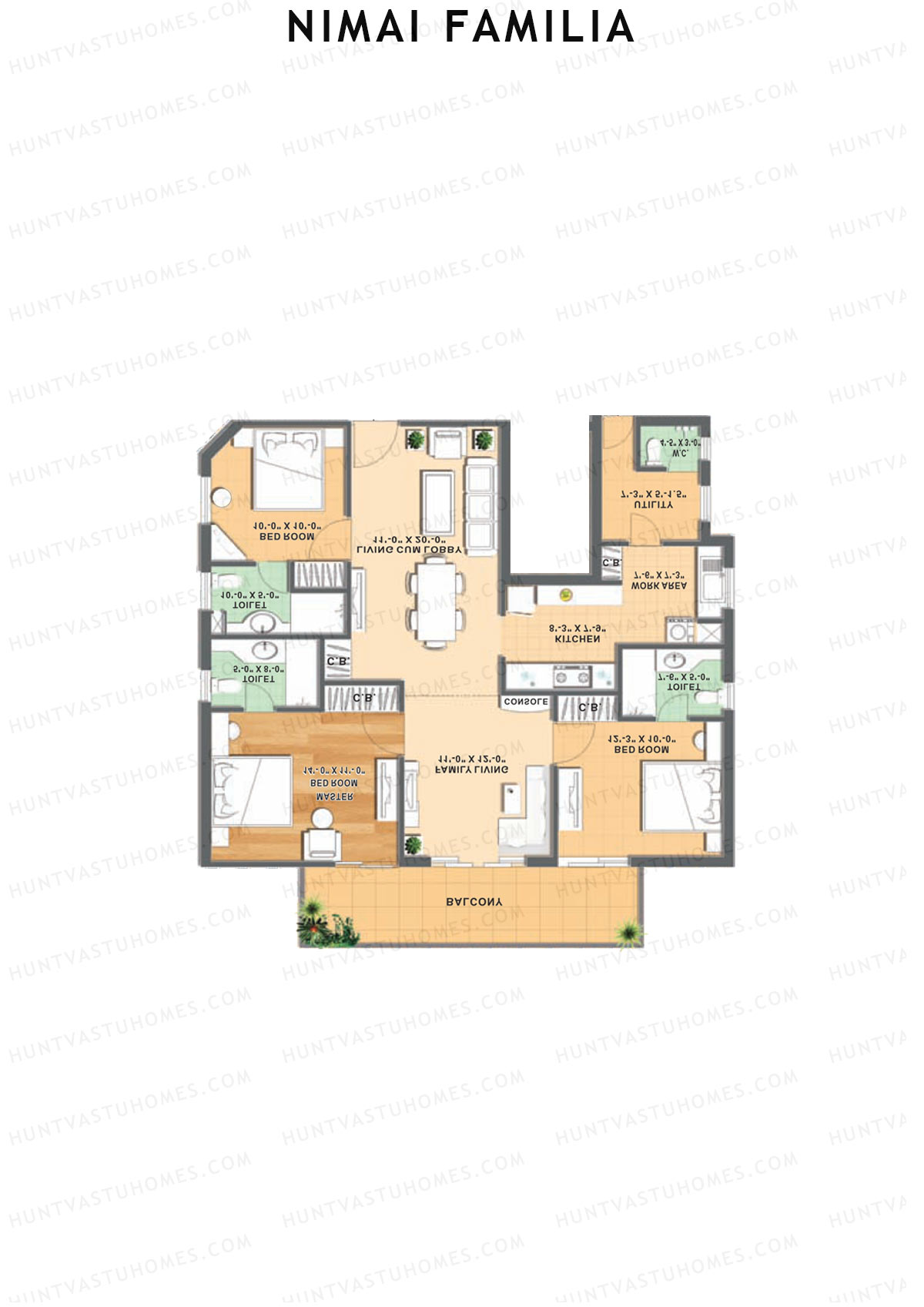 Nimai Familia Tower B Unit 1 (Type 1) Floor Plan