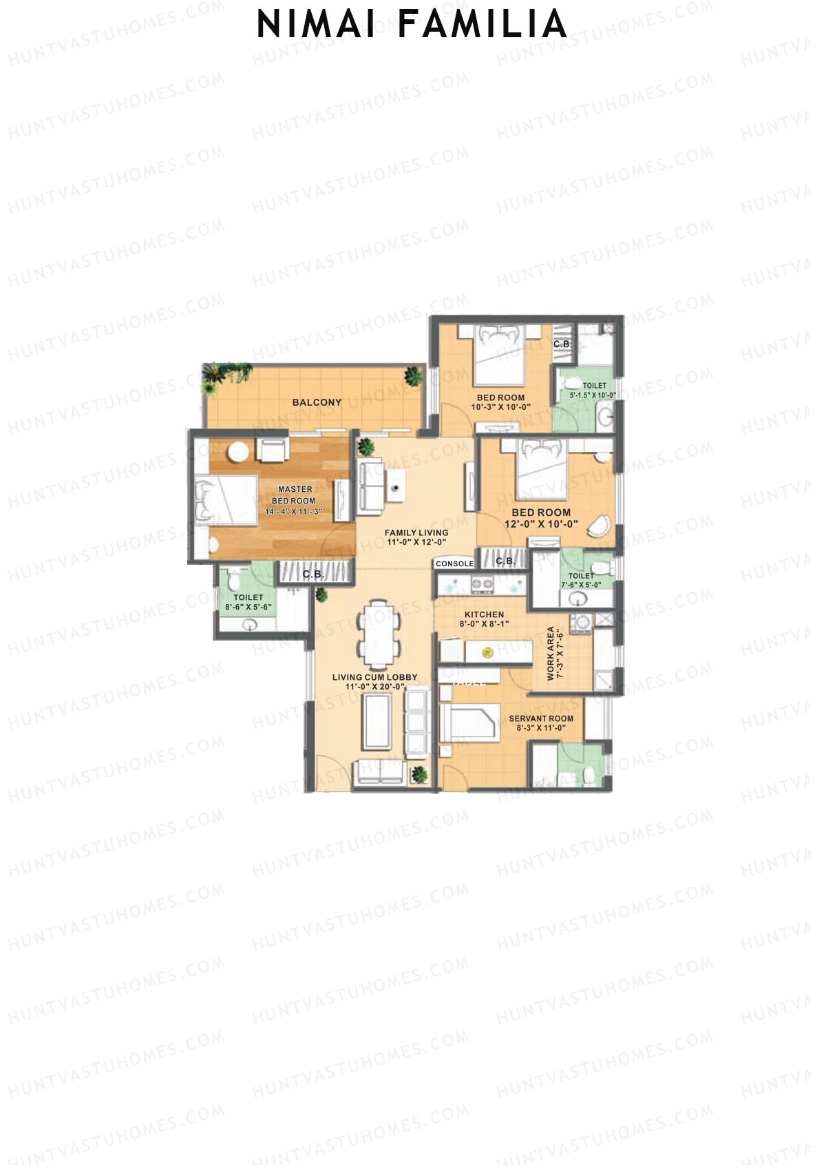 Nimai Familia Tower B Unit 2 (Type 2) Floor Plan