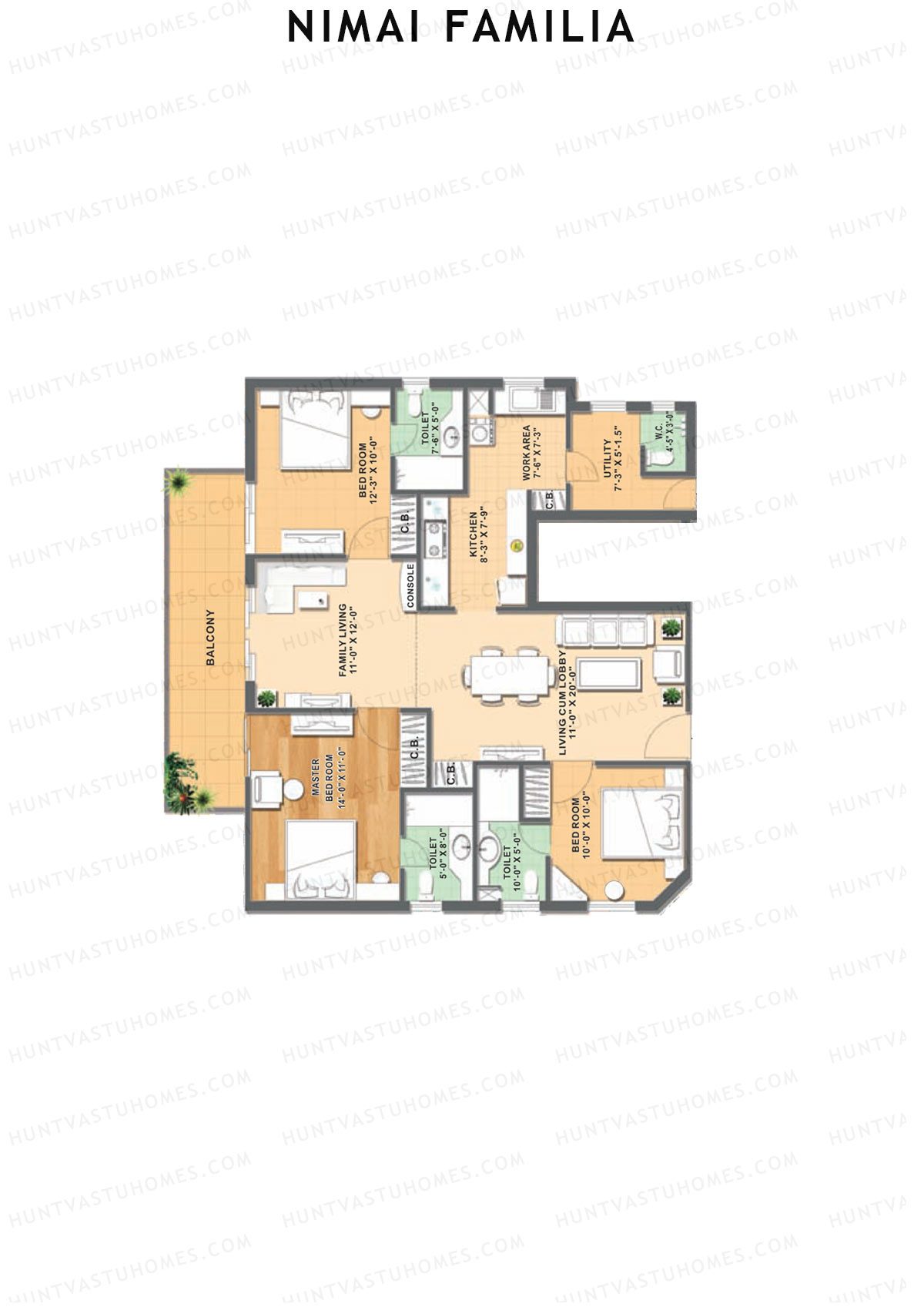 Nimai Familia Tower B Unit 3 (Type 1) Floor Plan