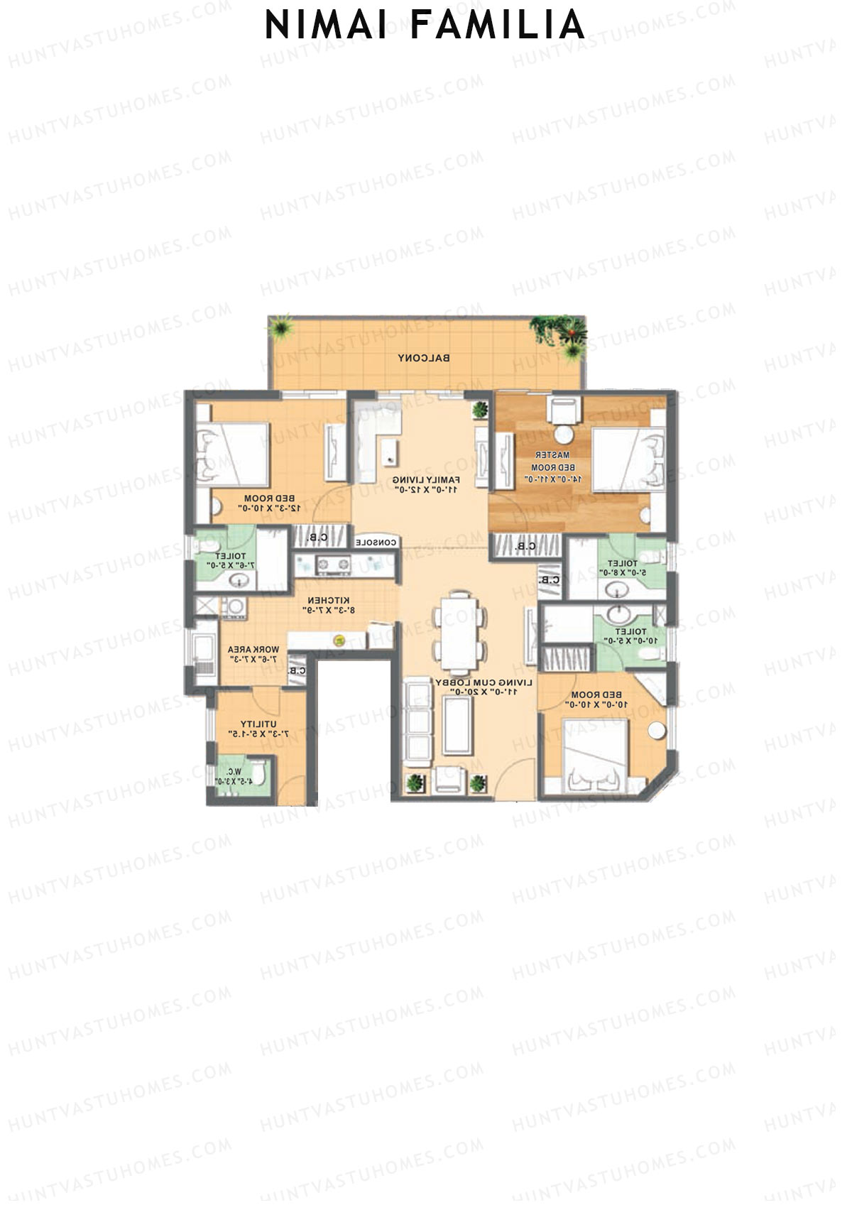Nimai Familia Tower C Unit 1 (Type 1) Floor Plan