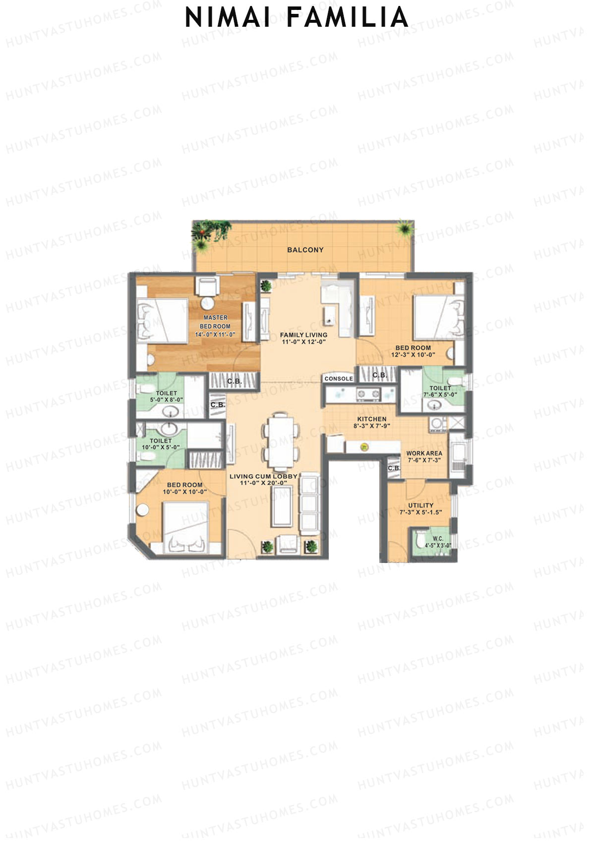 Nimai Familia Tower D Unit 1 (Type 1) Floor Plan