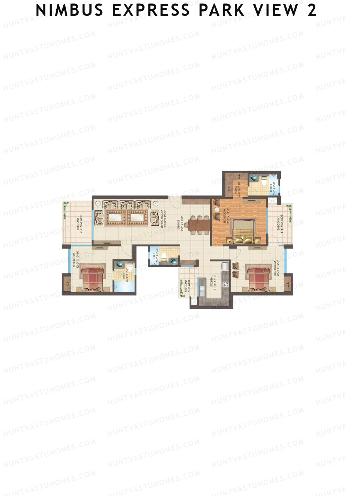 Nimbus Express Park View 2 Tower Q1 Unit 3 Floor Plan
