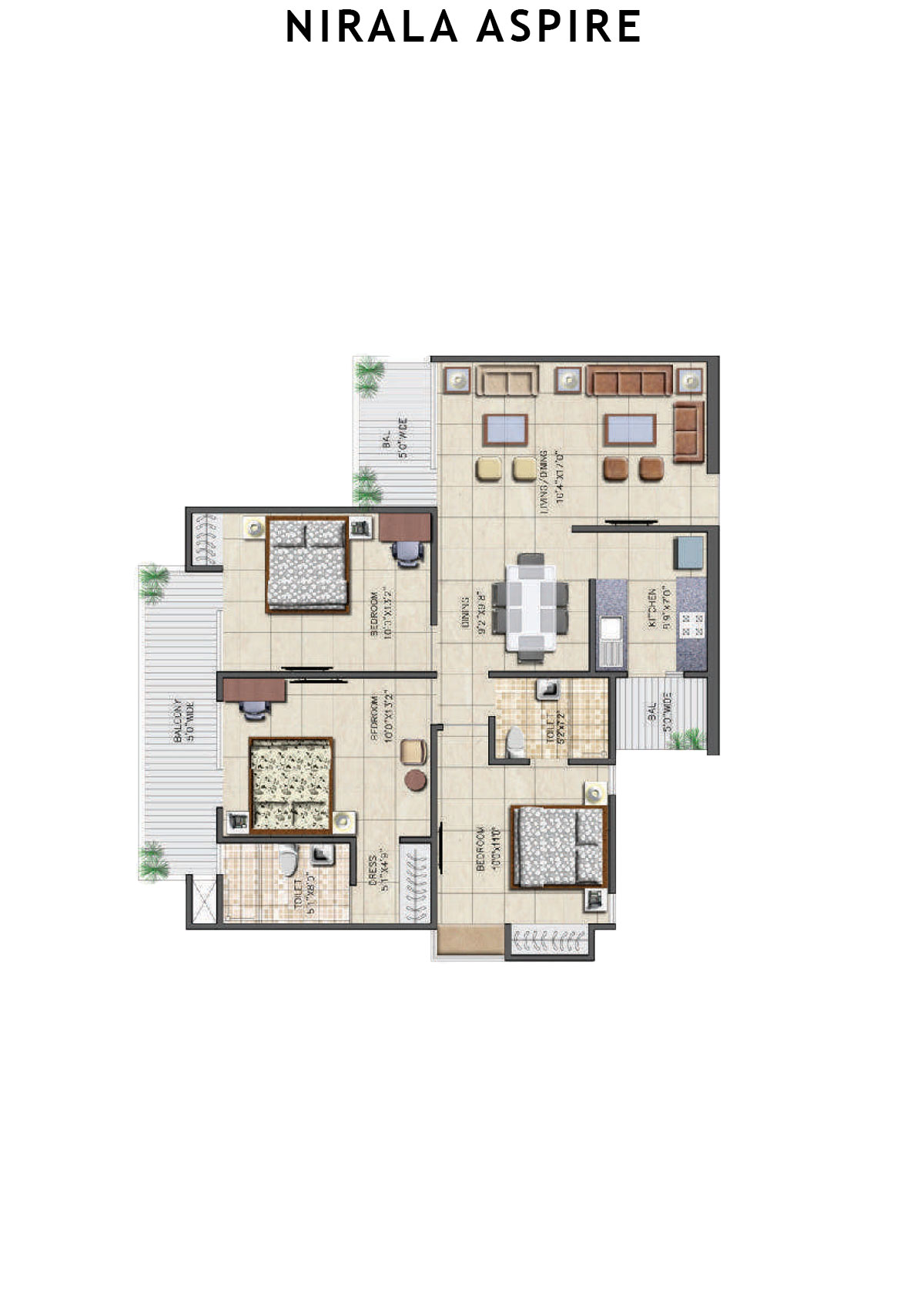 Nirala Aspire Tower A3 Unit 4 Floor Plan