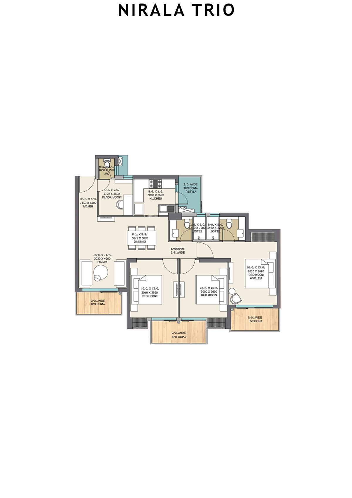 Nirala Trio Tower T1 Unit 1 (Type B) Floor Plan