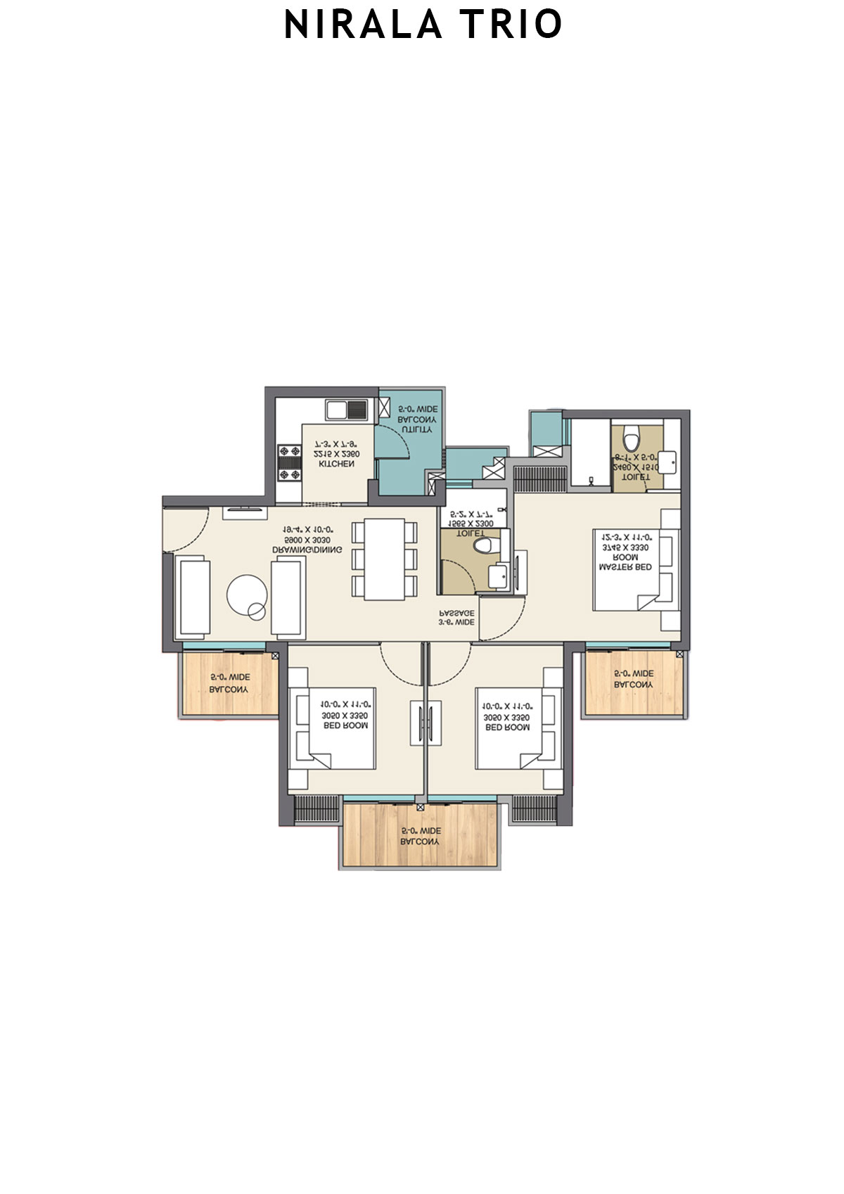Nirala Trio Tower T2 Unit 2 (Type A) Floor Plan