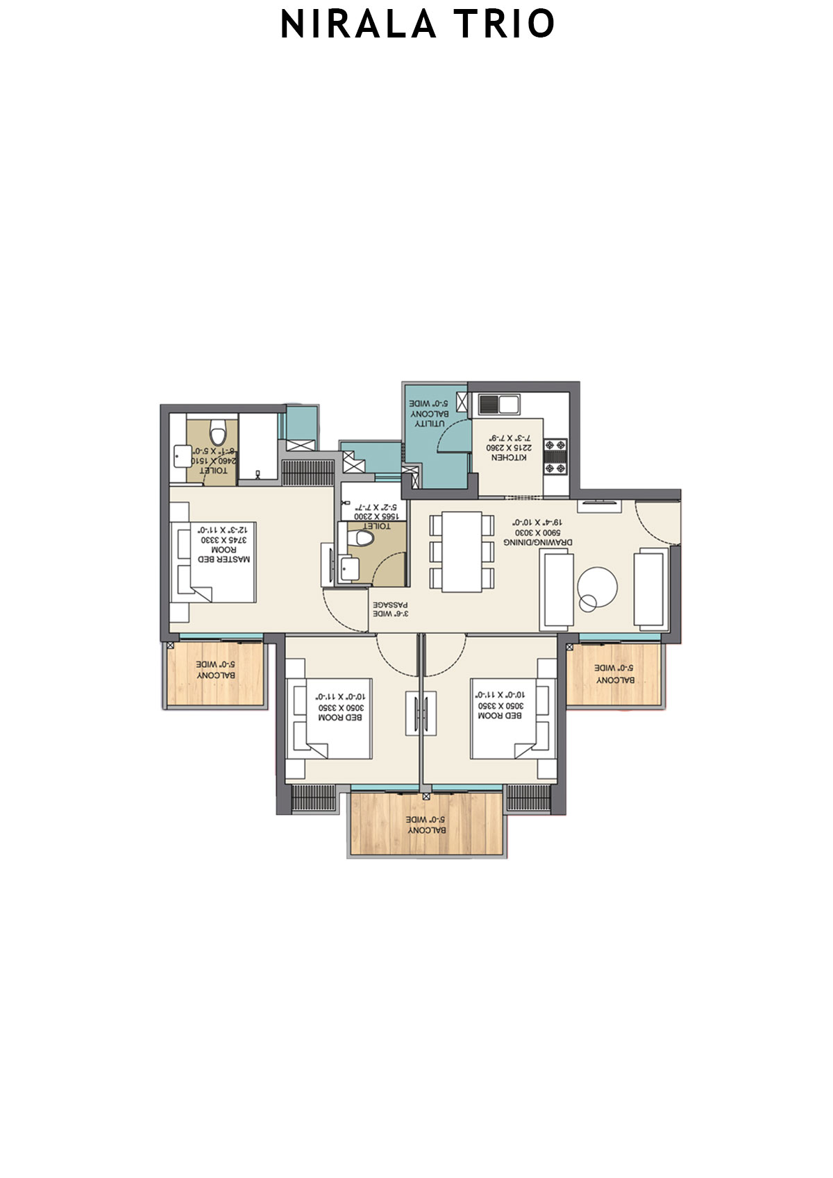 Nirala Trio Tower T2 Unit 3 (Type A) Floor Plan