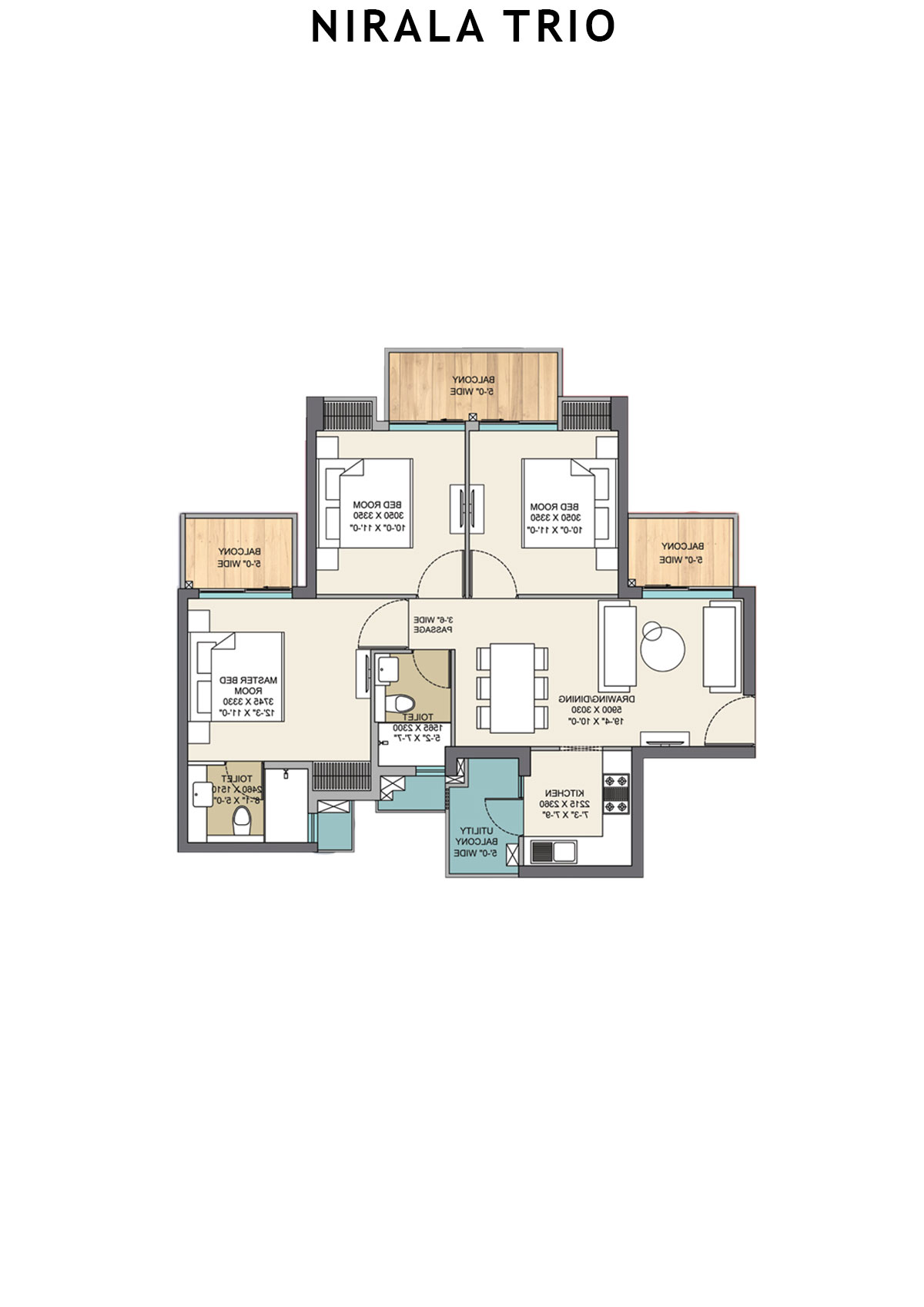 Nirala Trio Tower T2 Unit 4 (Type A) Floor Plan