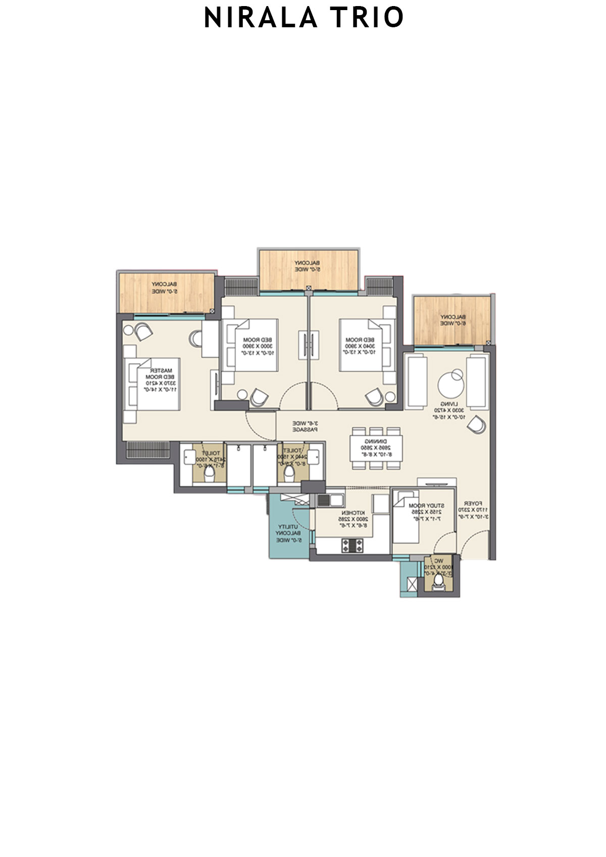 Nirala Trio Tower T3 Unit 1 (Type C) Floor Plan